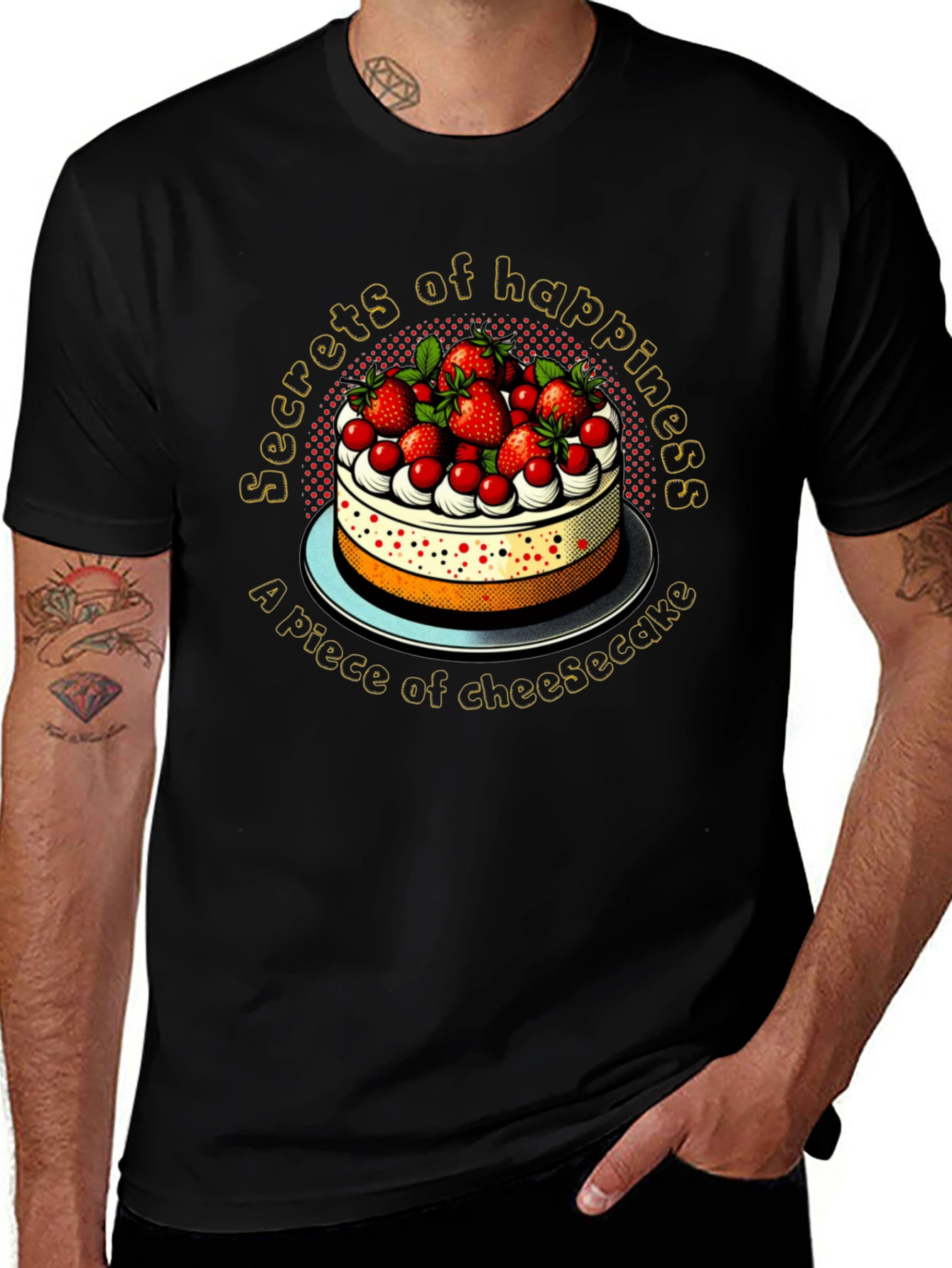 Black Secrets of Happiness Cheesecake Graphic Tee main image