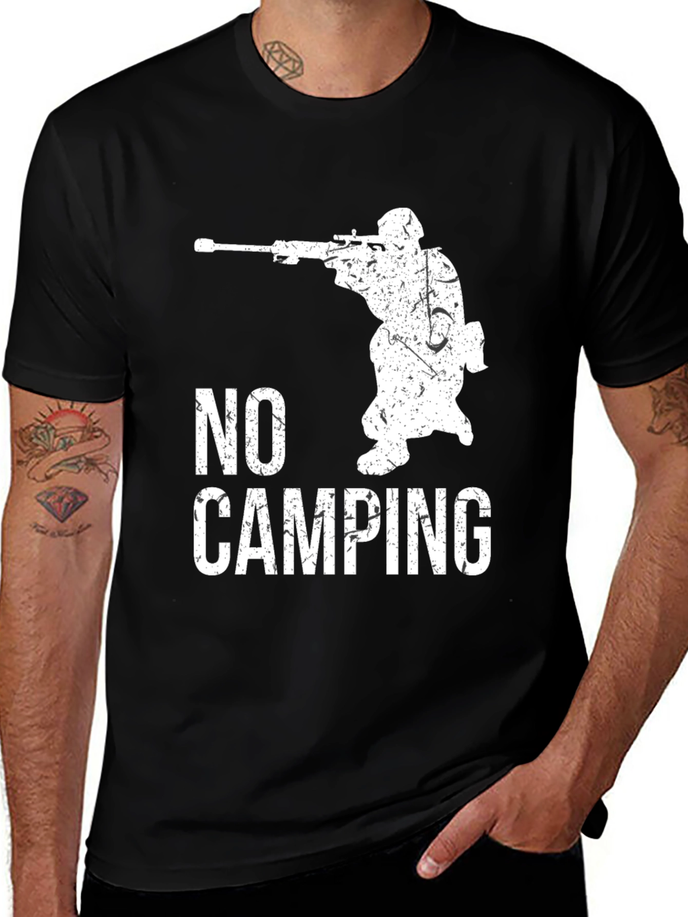 Variant 10 of No Camping T-Shirt - Sniper Graphic