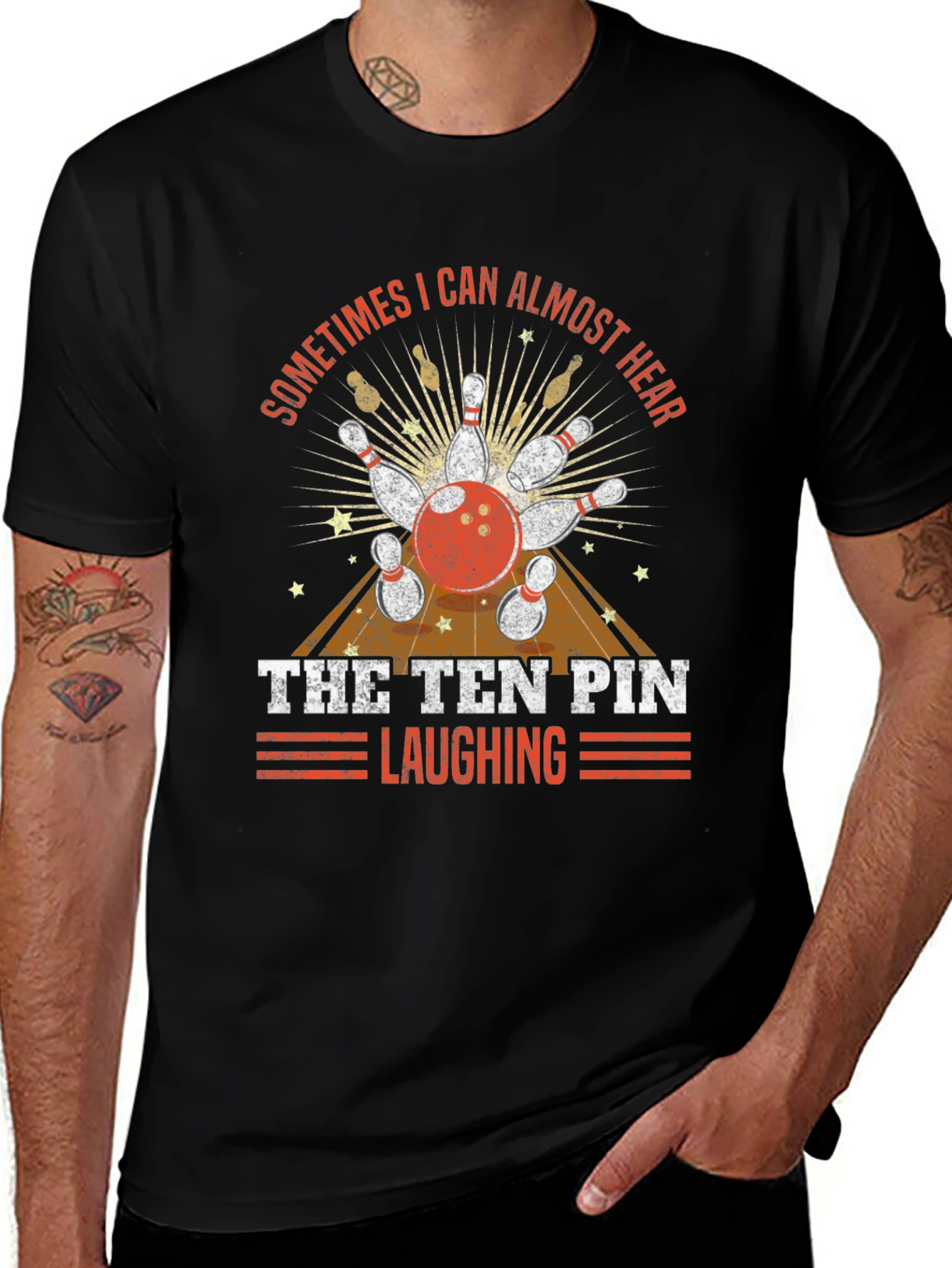 Variant 29 of Bowling T-Shirt: The Ten Pin Laughing