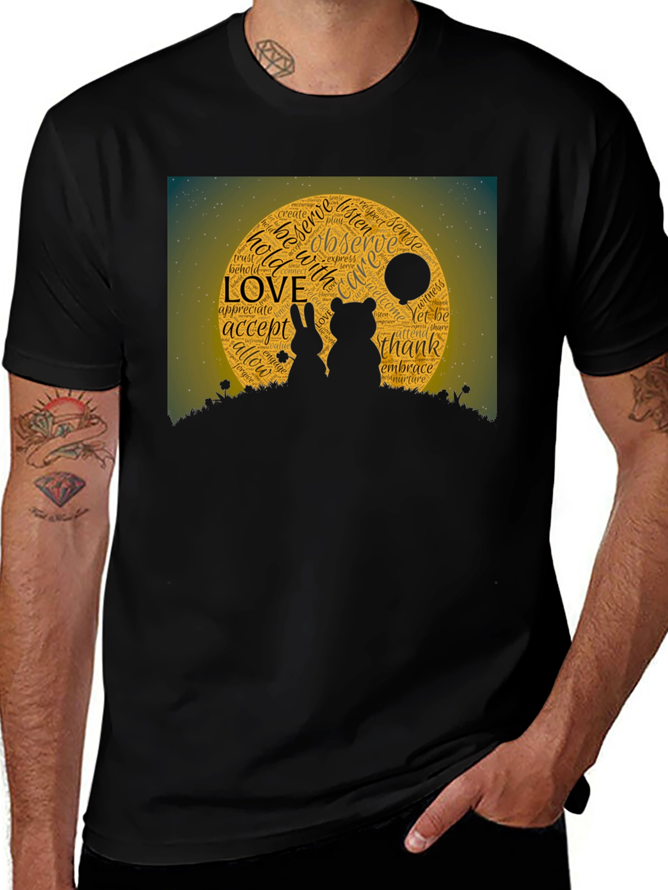 Variant 19 of Love Word Art Black T-Shirt