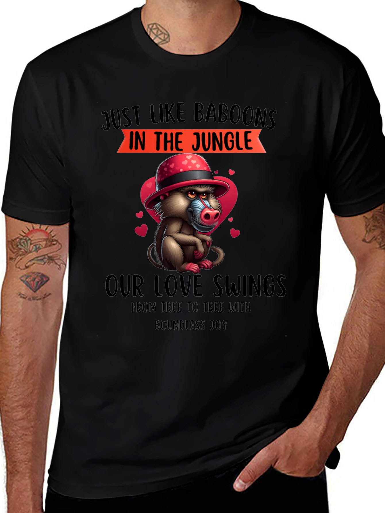 Baboon Love Swings T-Shirt - Jungle Romance Tee