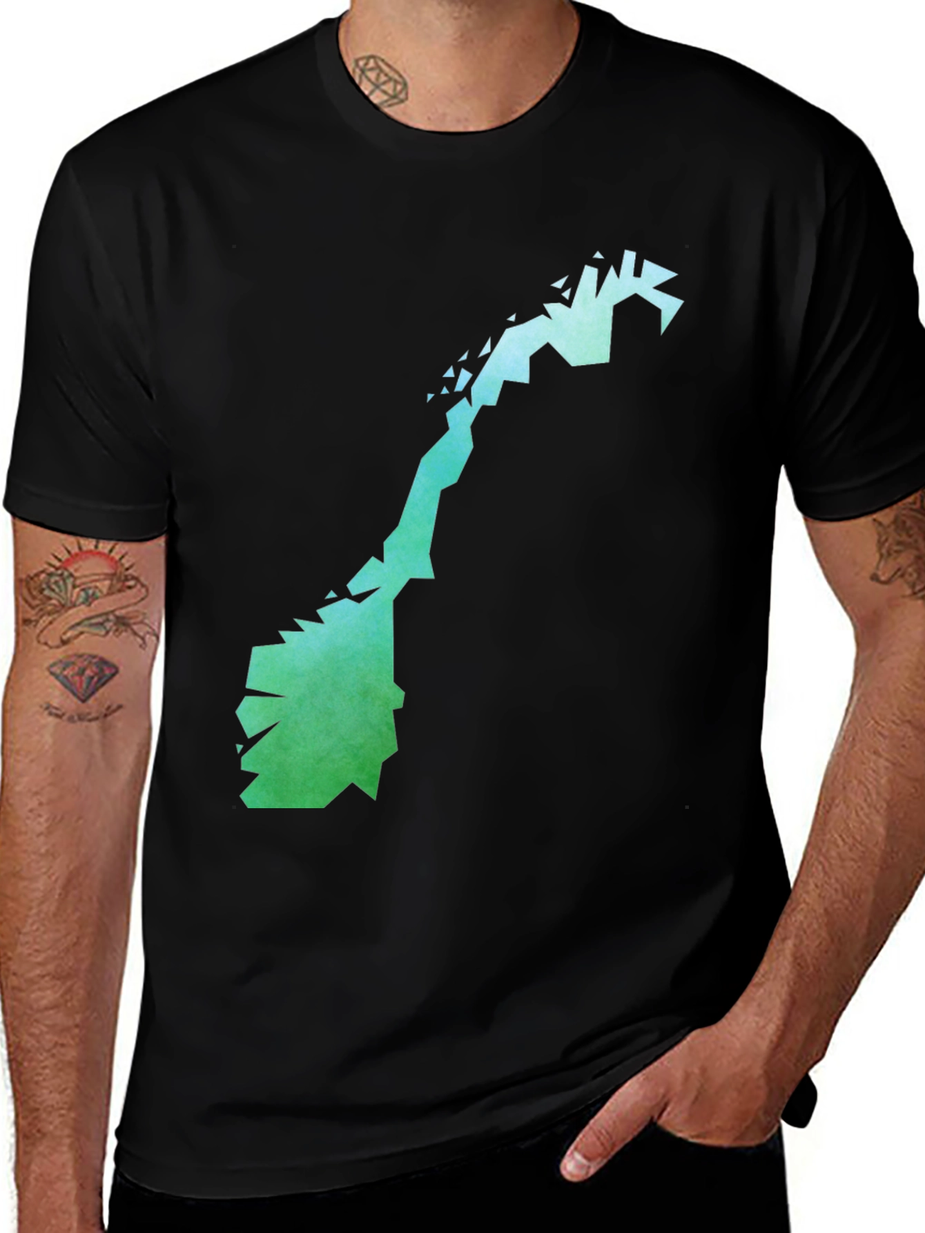 Geometric Norway Map T-Shirt - Stylish & Unique Design
