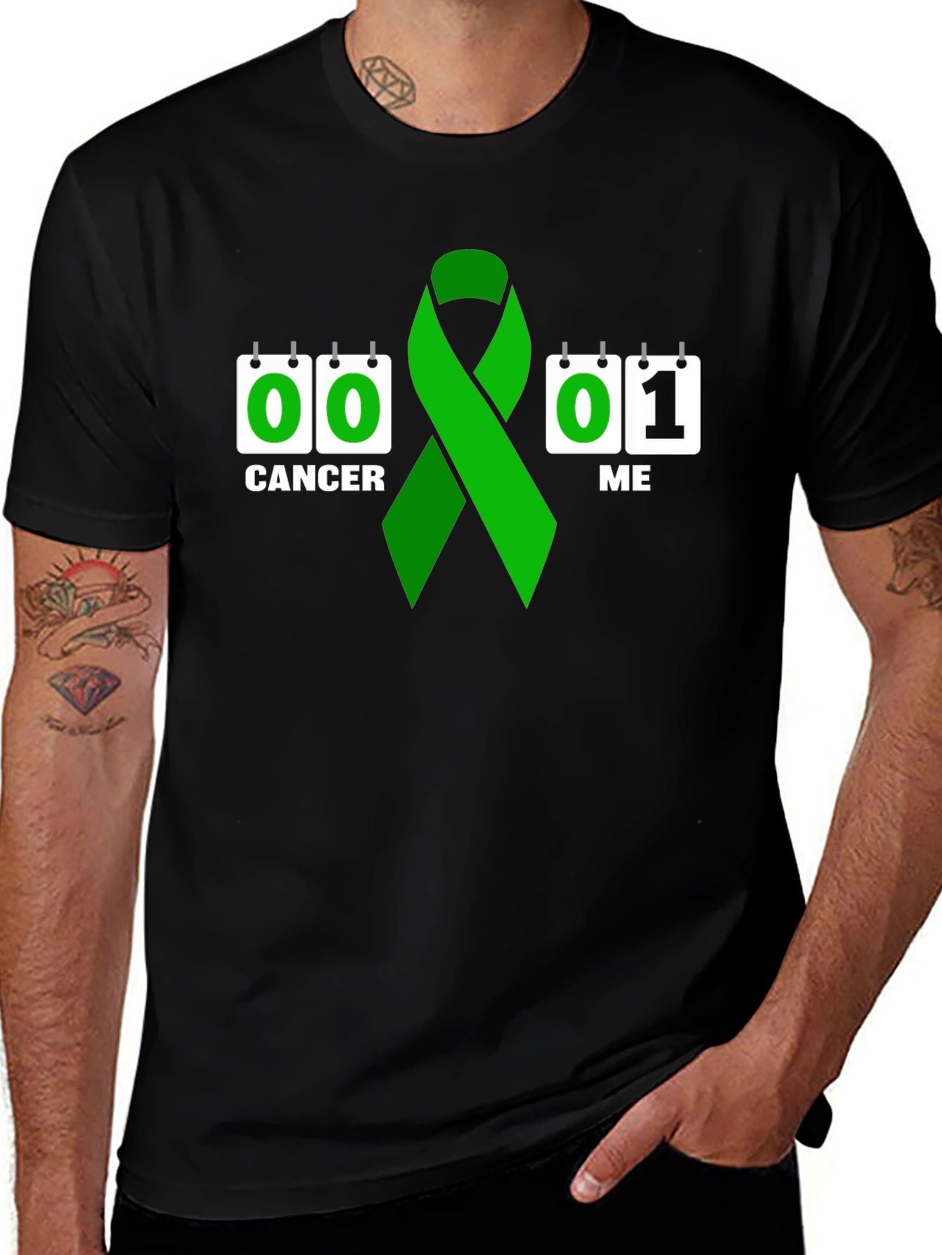 Black Cancer Survivor T-Shirt: Green Ribbon main image