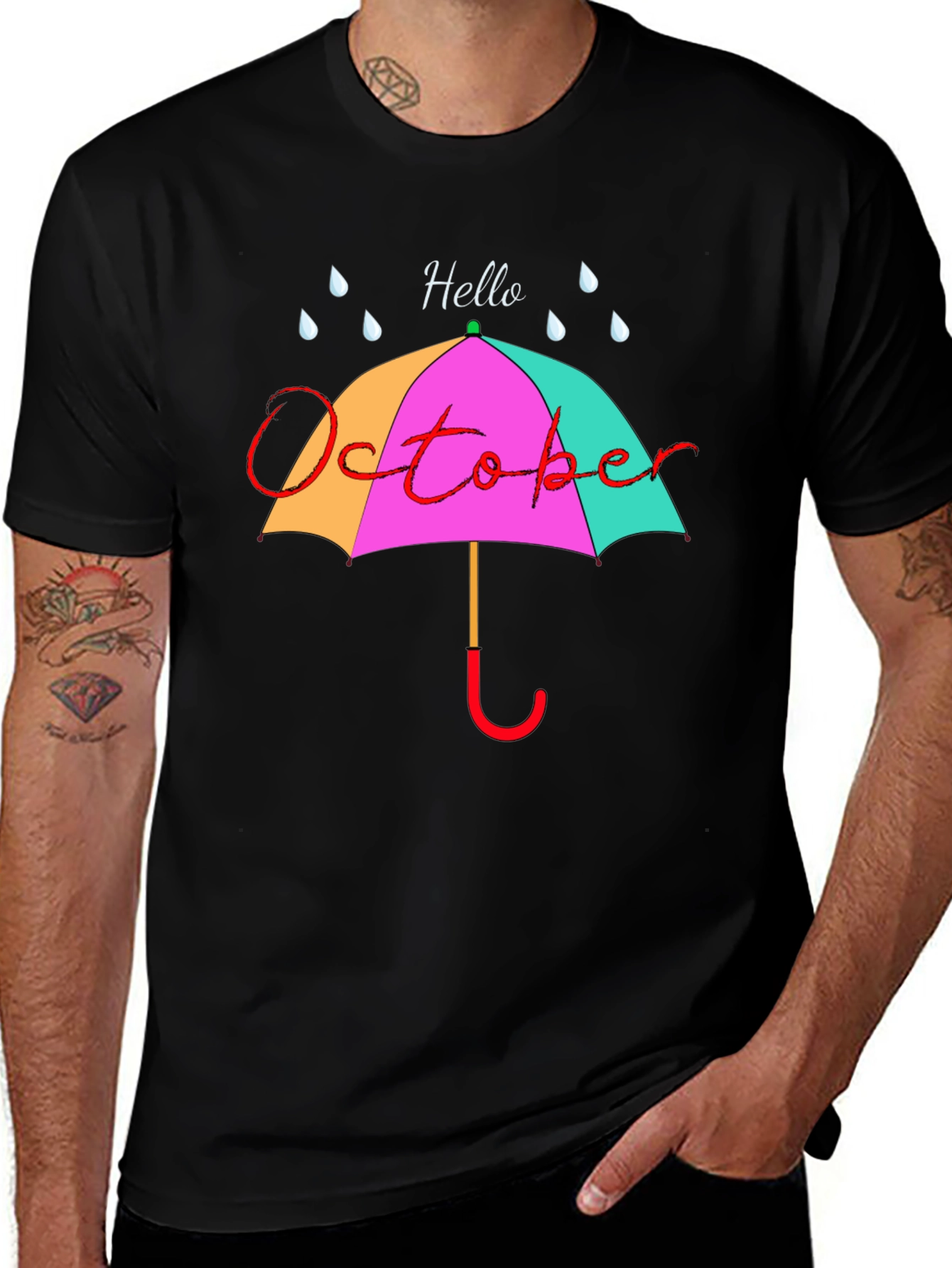 Hello October Umbrella Graphic Tee