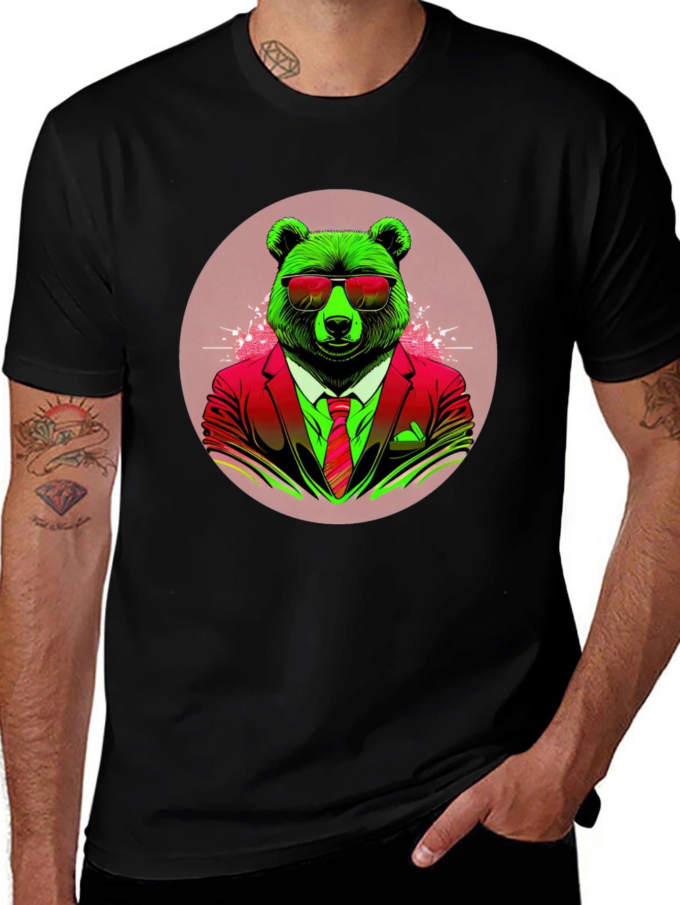 Variant 6 of Bear in Suit Graphic Tee - Cool Animal Design