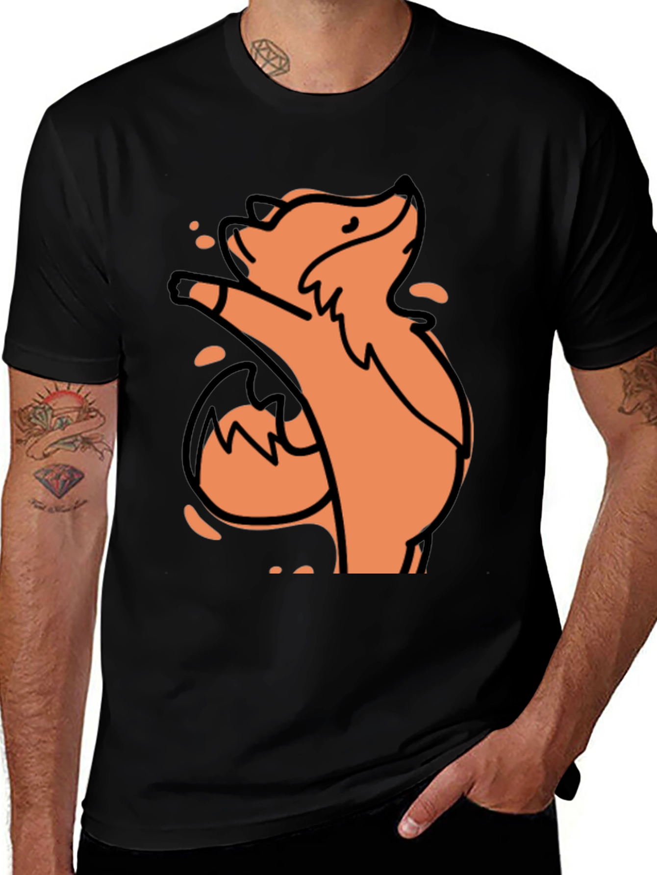 Variant 4 of Cool Fox Graphic Tee - Black Cotton T-Shirt