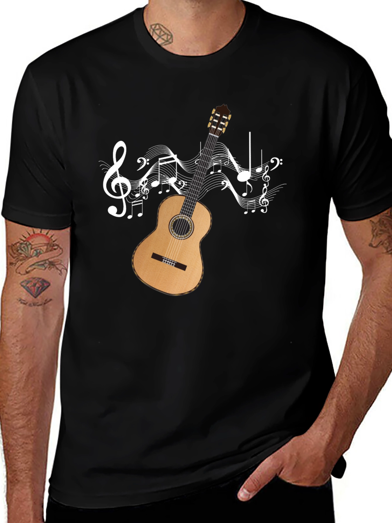 Variant 24 of Musical Guitar Graphic Tee - Black