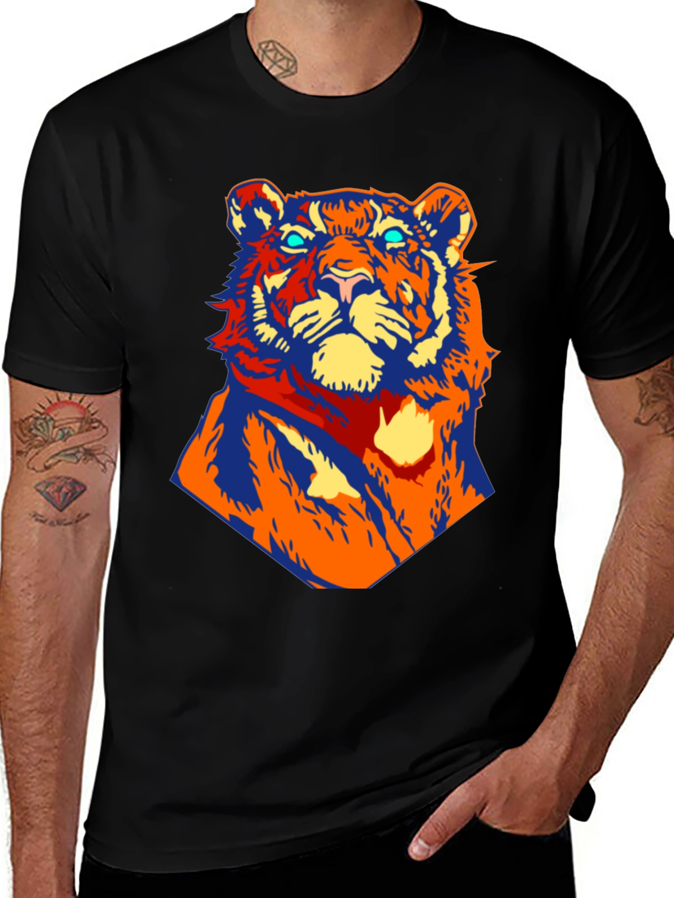 Variant 11 of Bold Tiger Graphic Tee - Men's Black T-Shirt