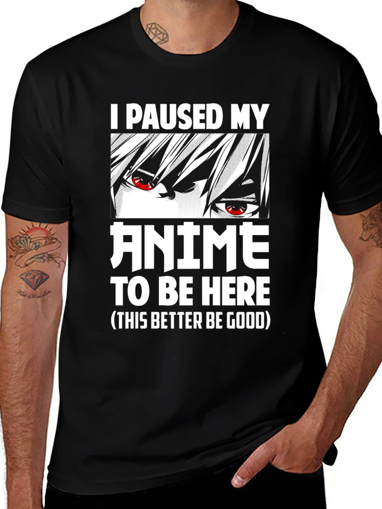 Variant 7 of I Paused My Anime to be Here Black T-Shirt