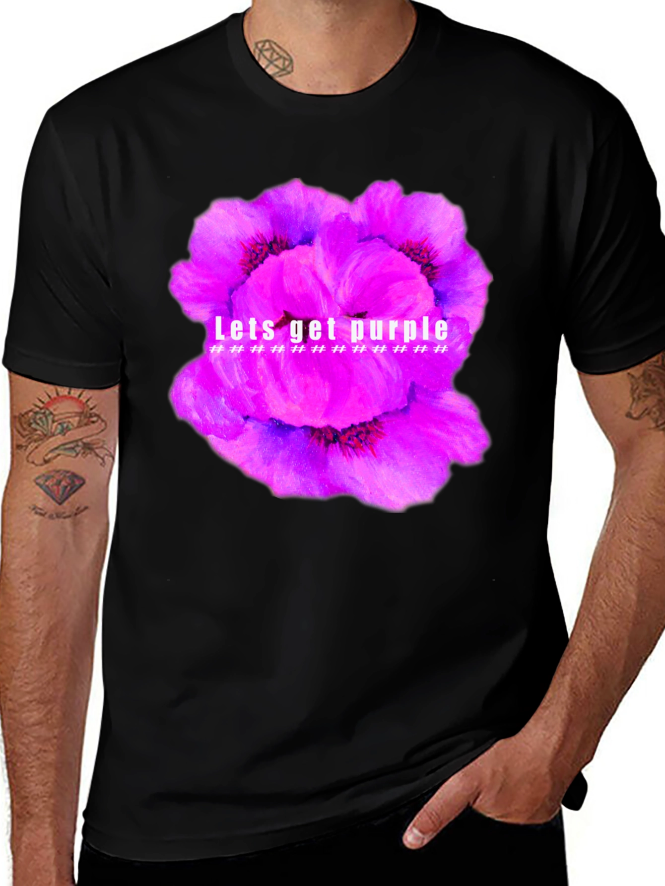 Variant 26 of Lets Get Purple Floral T-Shirt - Bold Graphic Tee