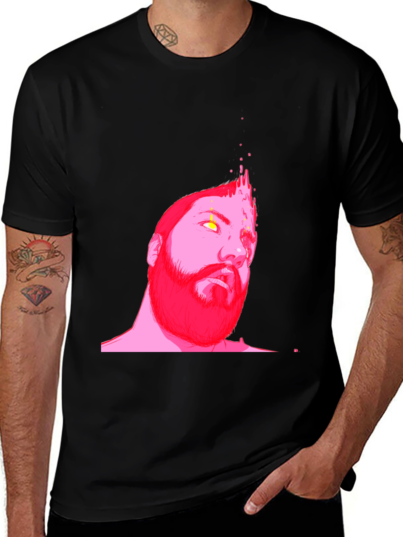 Abstract Pink Portrait Black T-Shirt