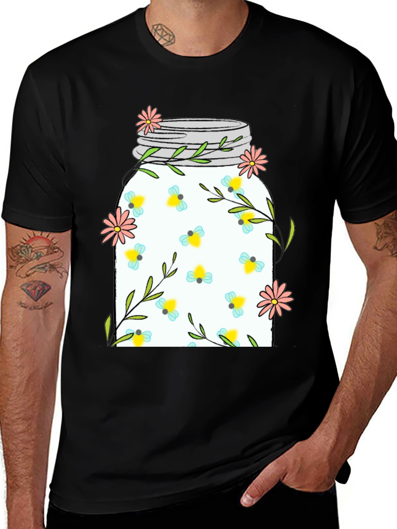 Variant 11 of Floral Mason Jar Graphic T-Shirt