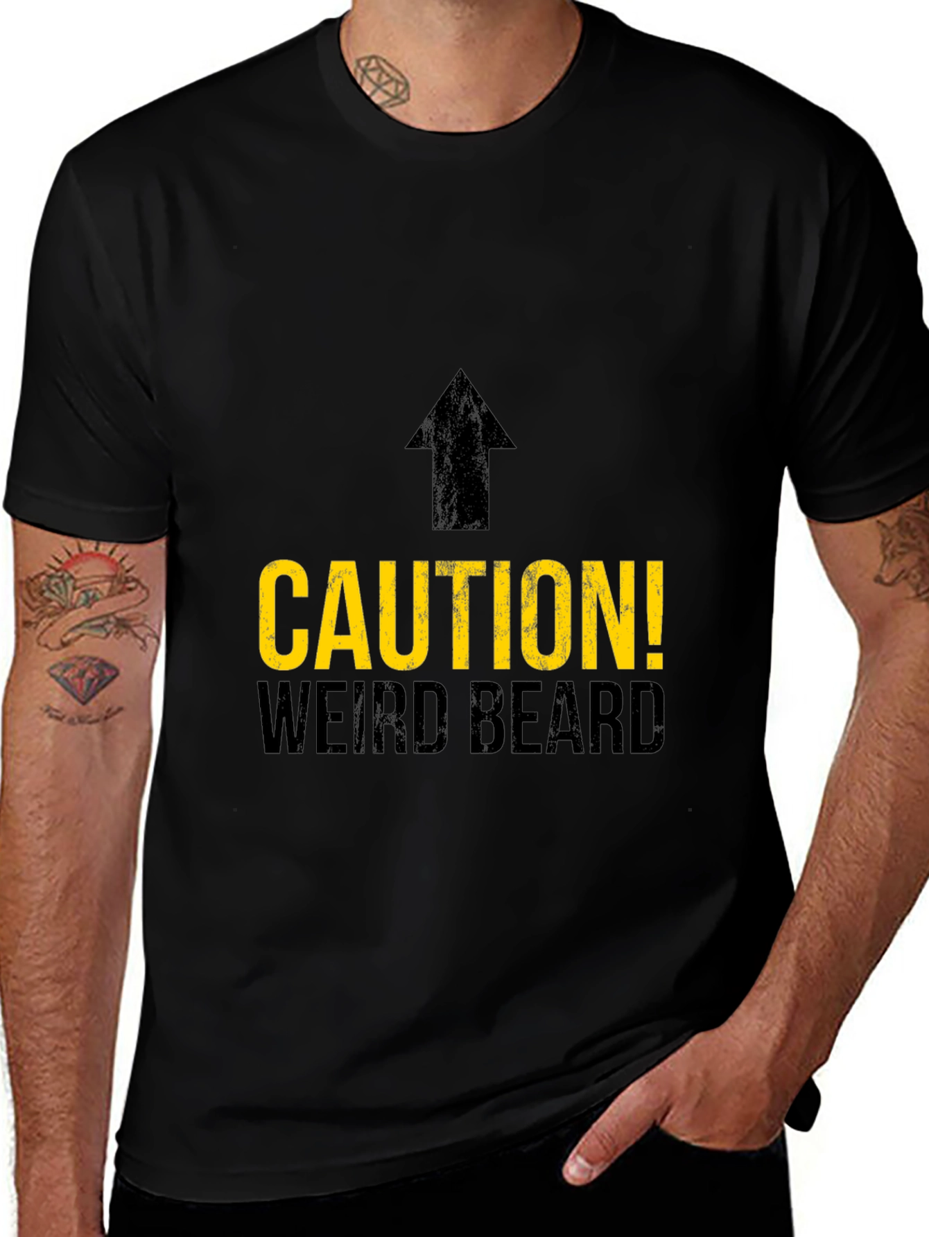 Variant 26 of Caution Weird Beard T-Shirt - Funny Humor Tee