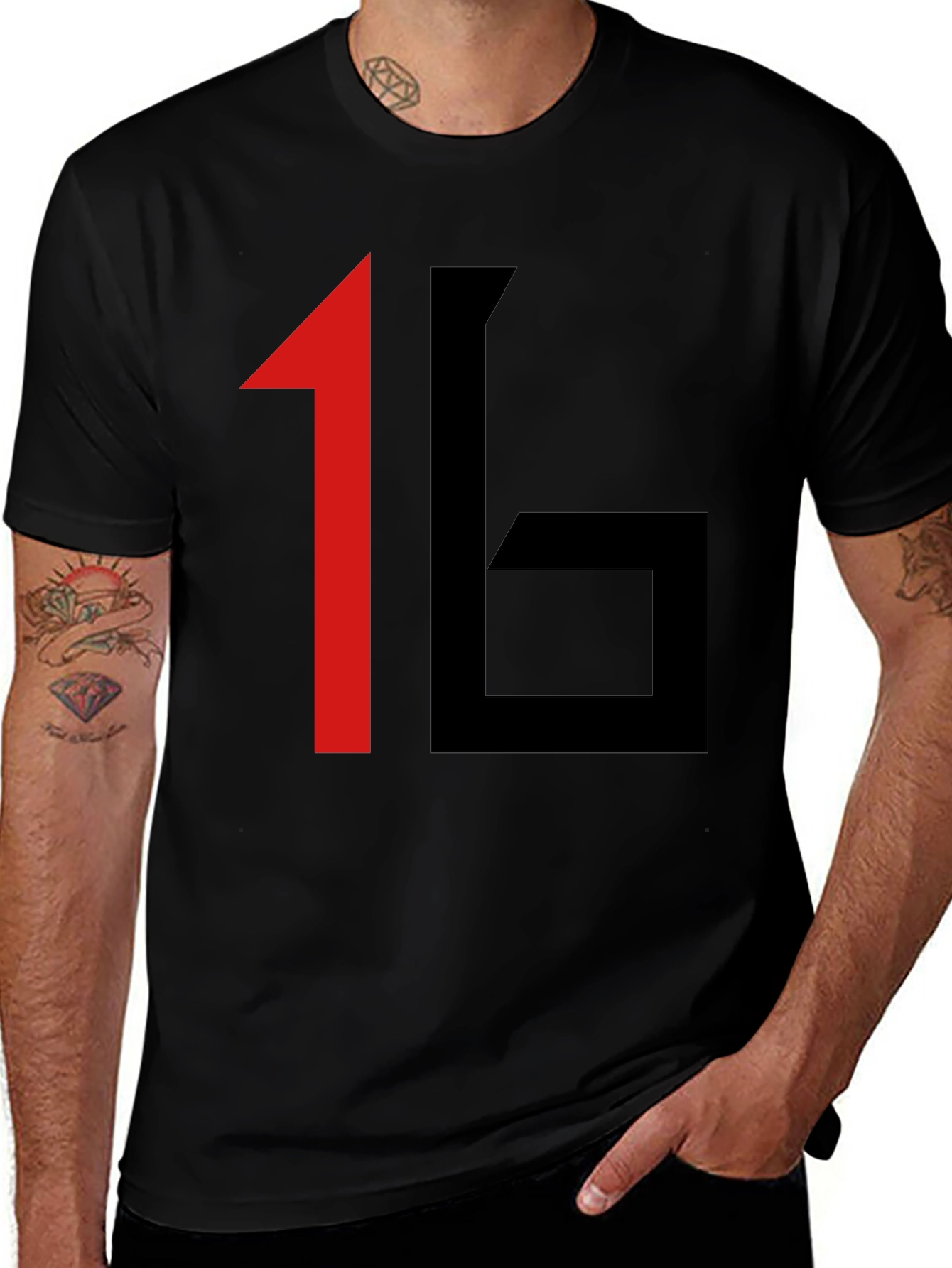 Variant 6 of Bold Graphic Tee: 16 Print Black T-Shirt