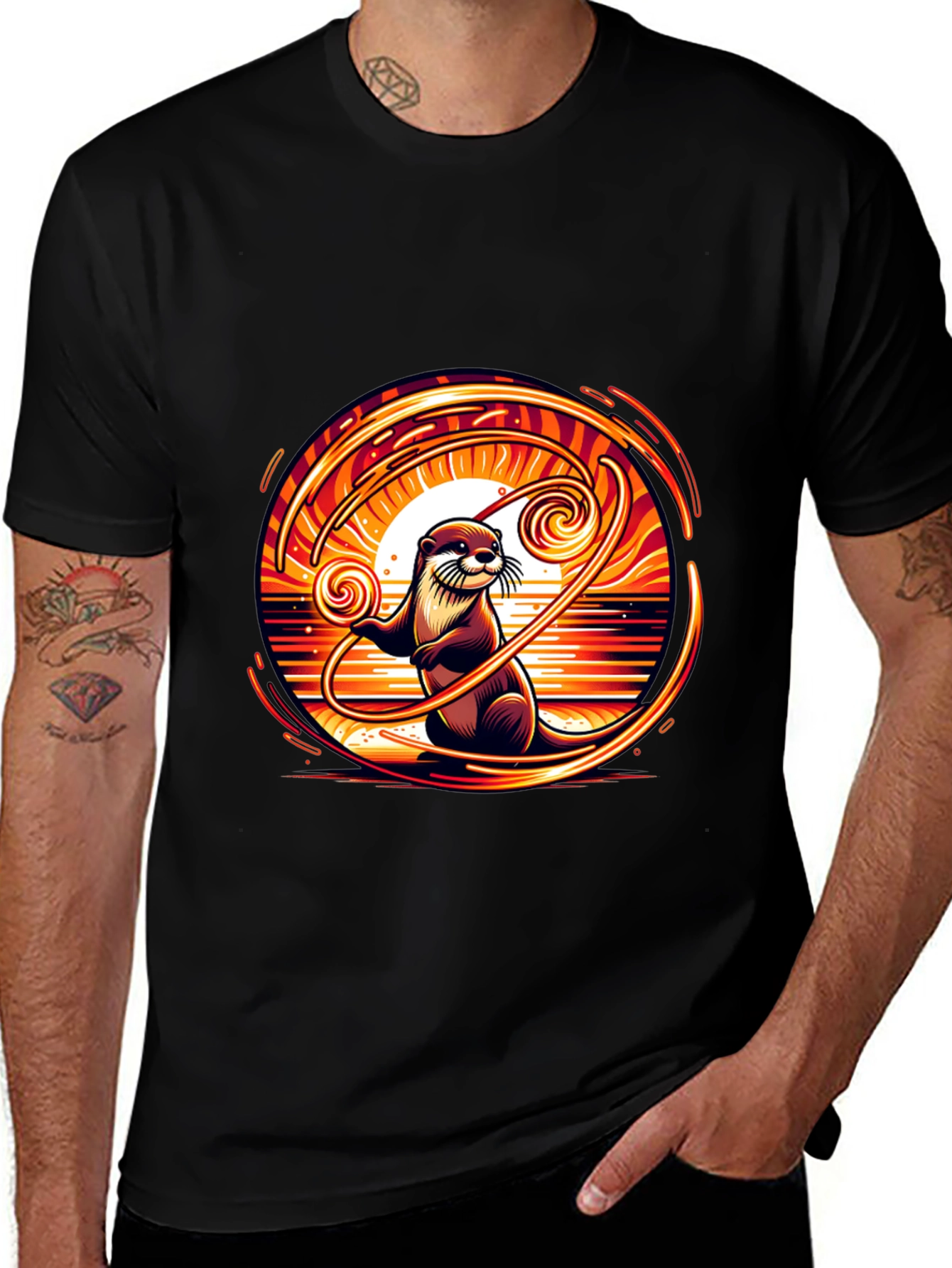 Variant 21 of Otter Sunset Graphic Tee - Unique Design