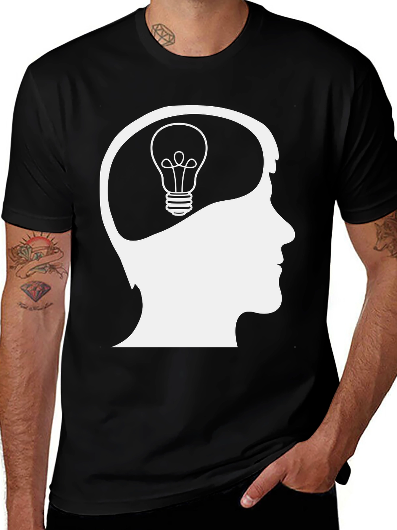 Variant 26 of Thinker's Tee: Brainy Idea Light Bulb T-Shirt