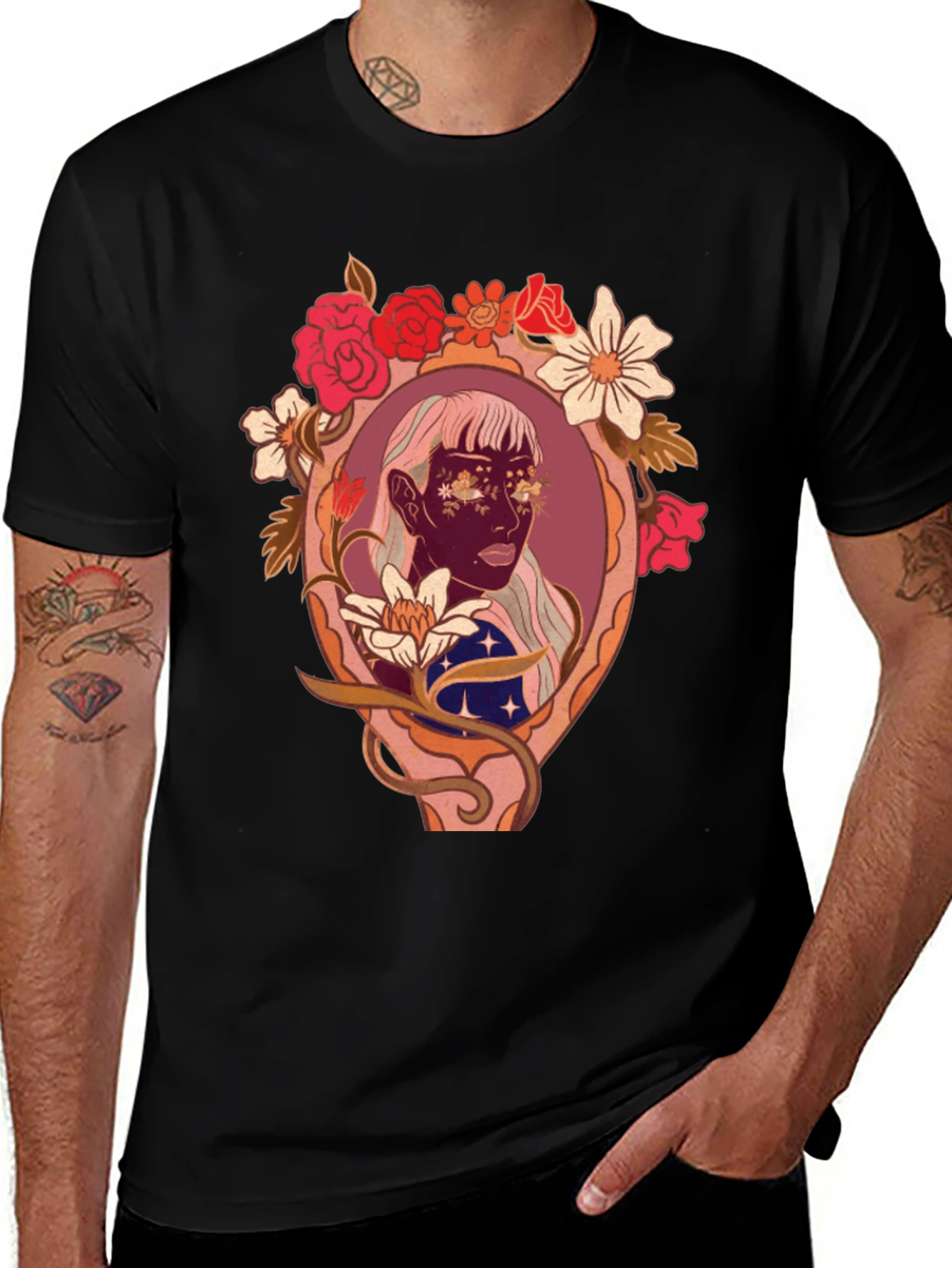 Variant 14 of Floral Framed Face Graphic Tee