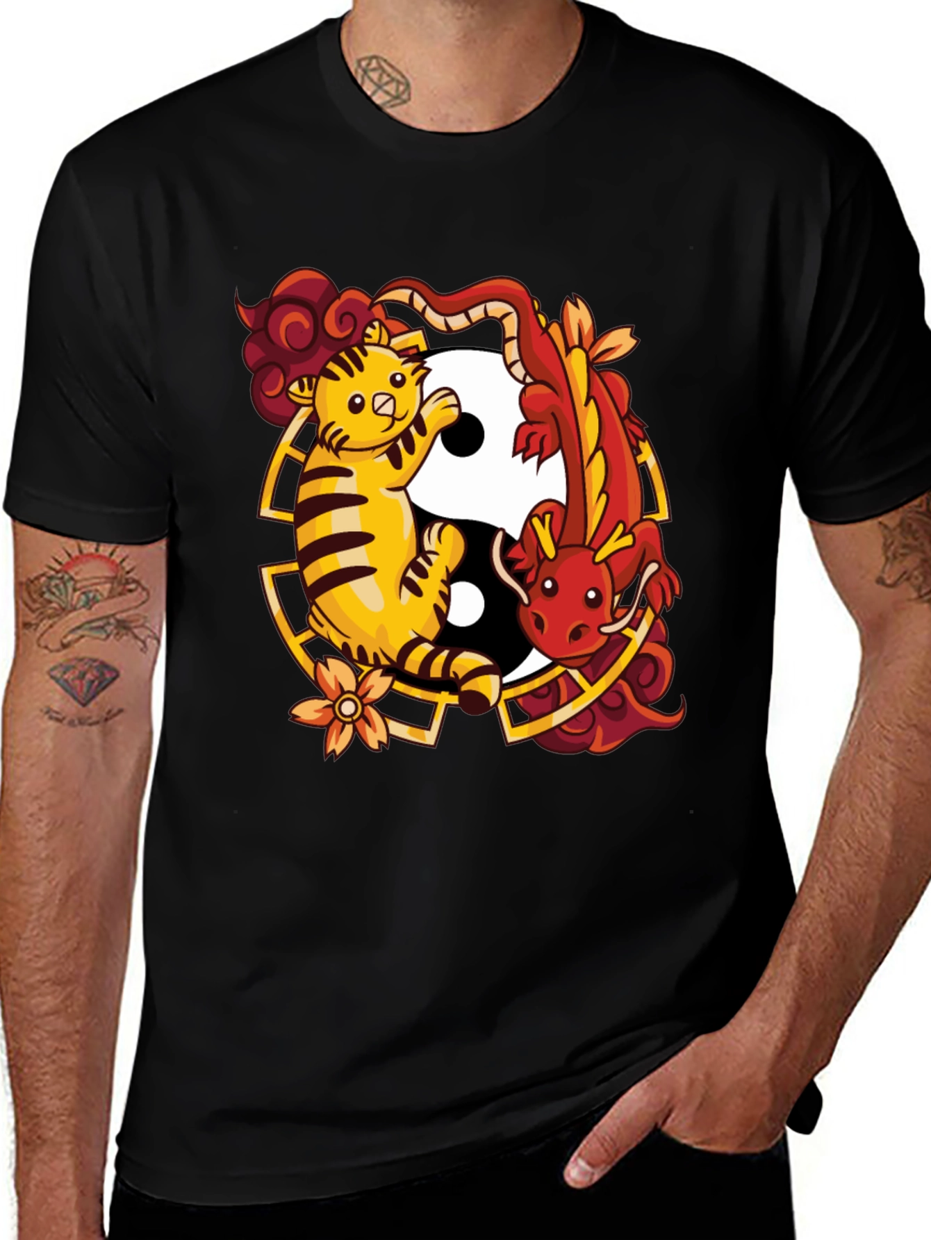 Variant 16 of Yin Yang Tiger & Dragon Graphic Tee