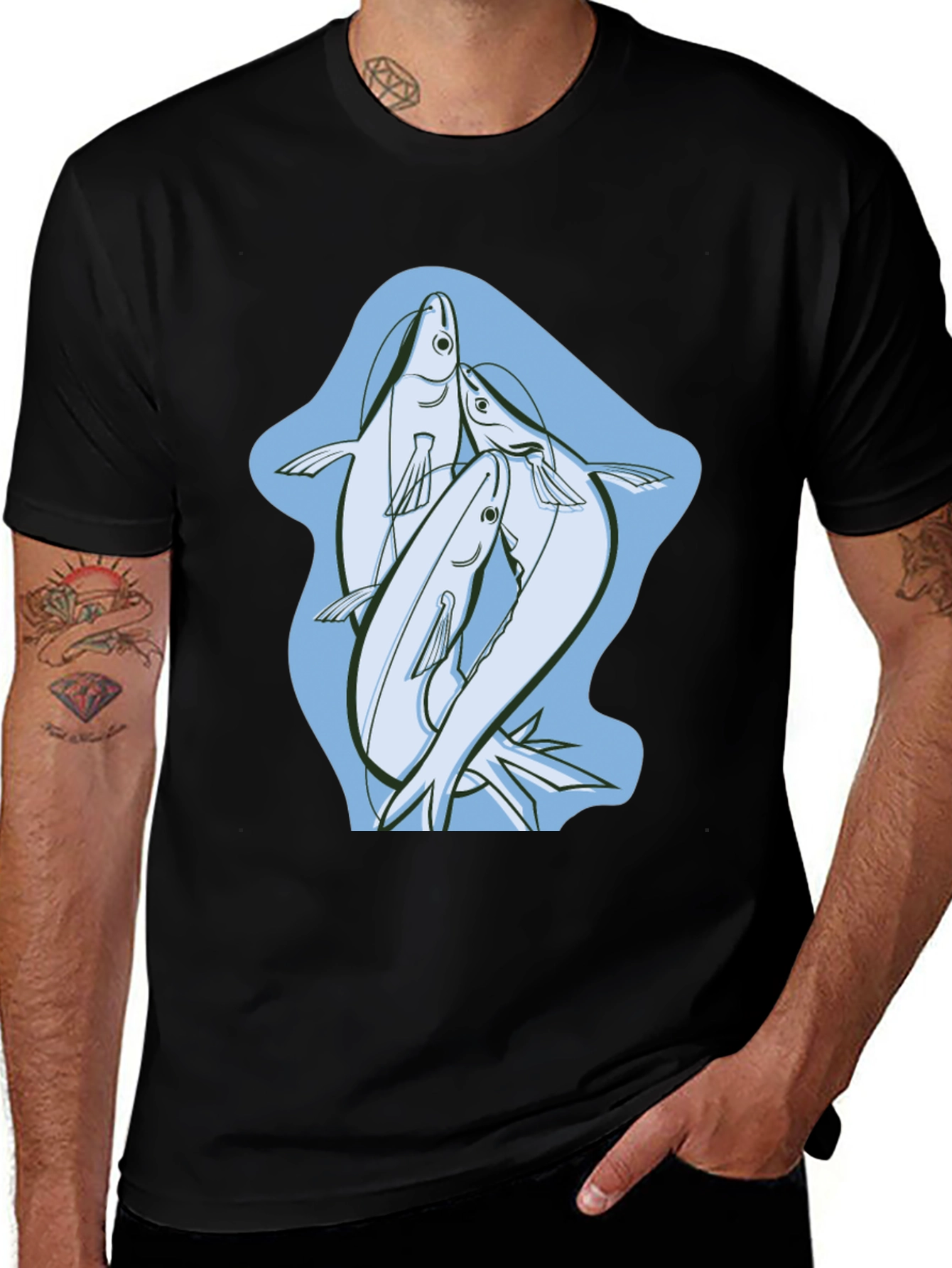 Variant 30 of Black Fish Graphic Tee - Stylish & Unique!