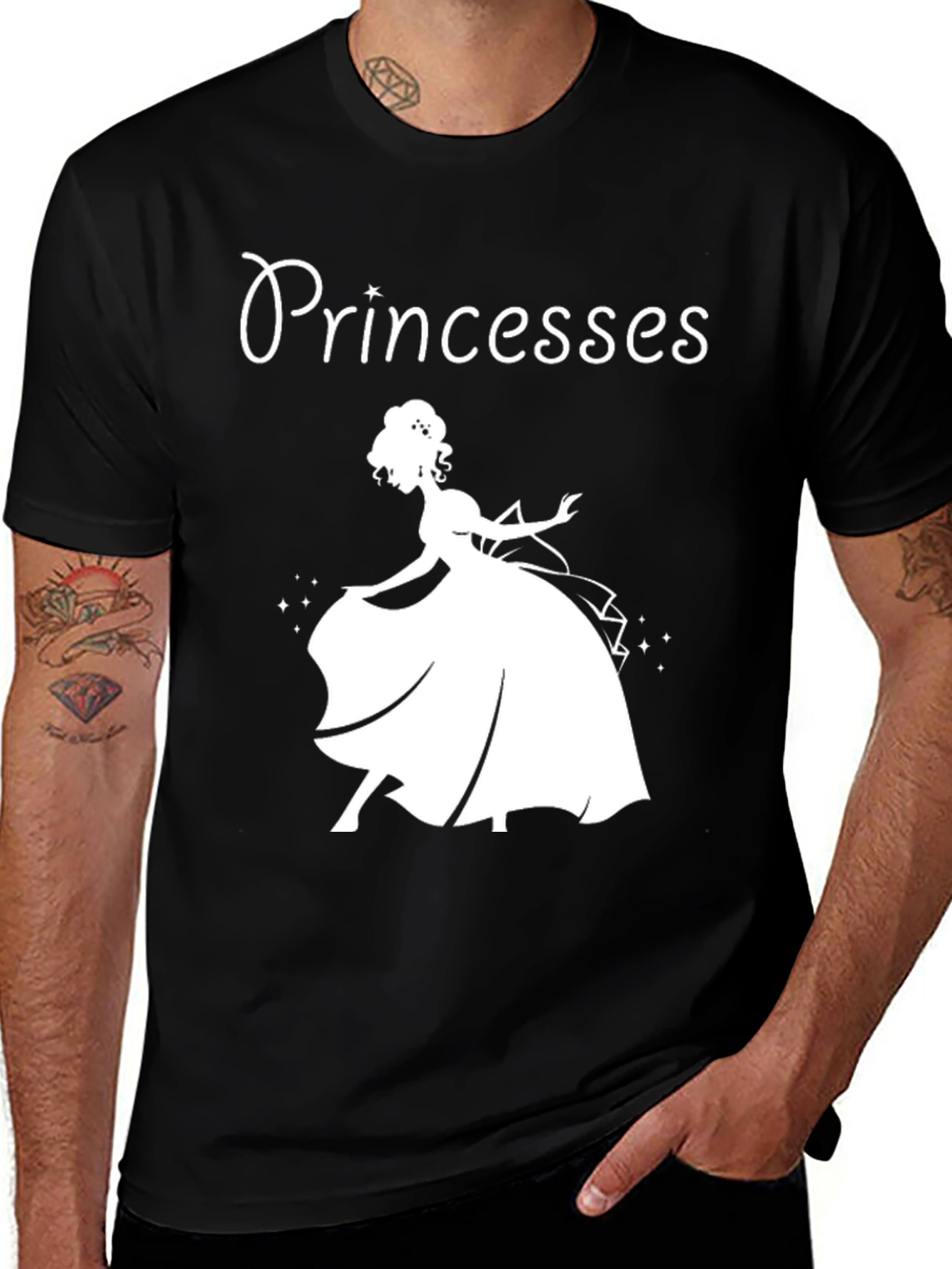Variant 13 of Princesses Graphic Tee - Black Cotton T-Shirt