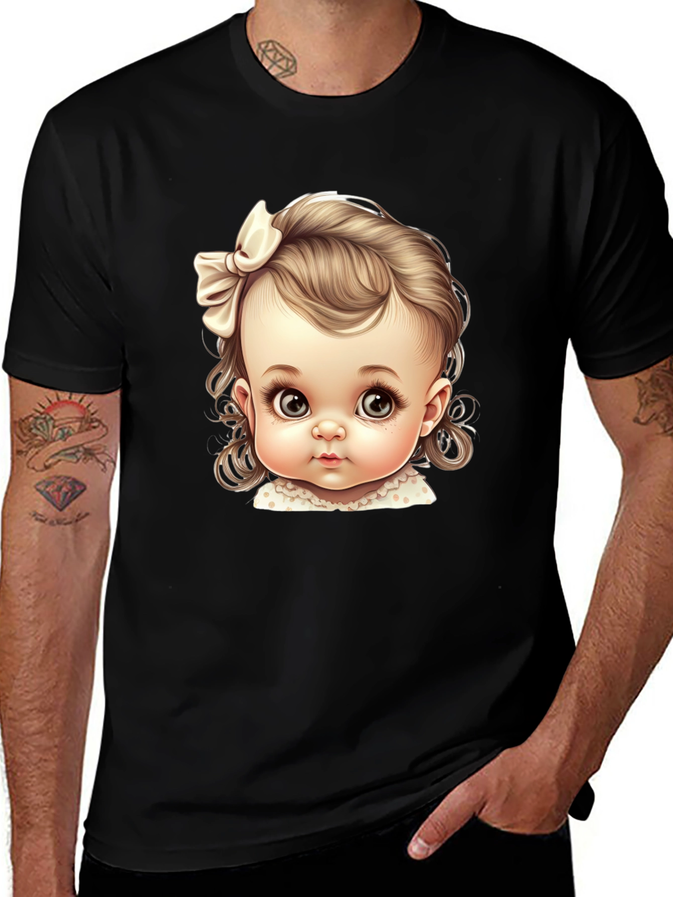 Variant 3 of Baby Doll Graphic Tee - Cute & Stylish Black T-Shirt