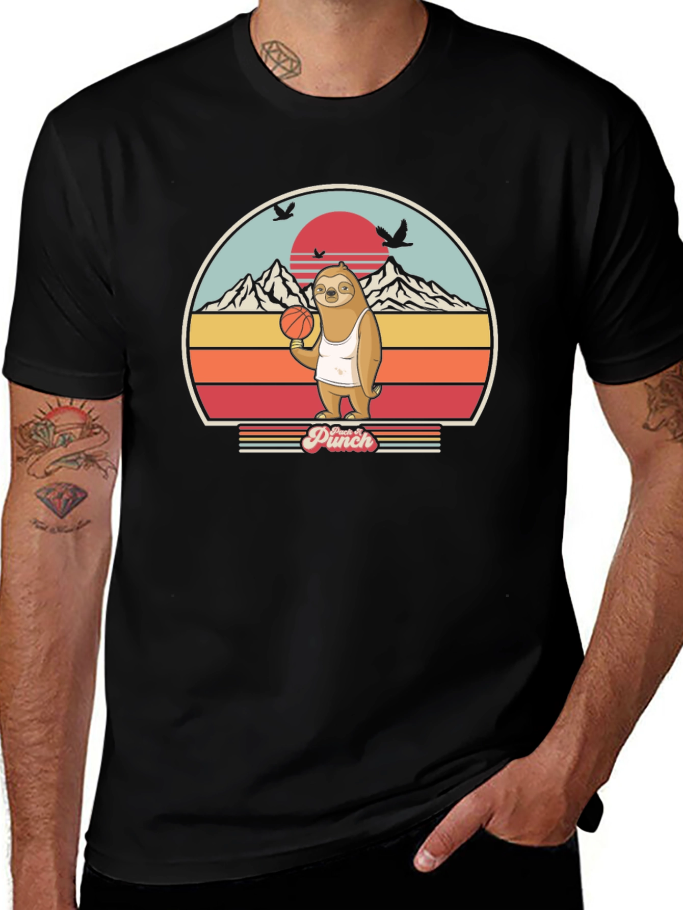 Variant 25 of Sloth Basketball T-Shirt - Punch It Retro Design