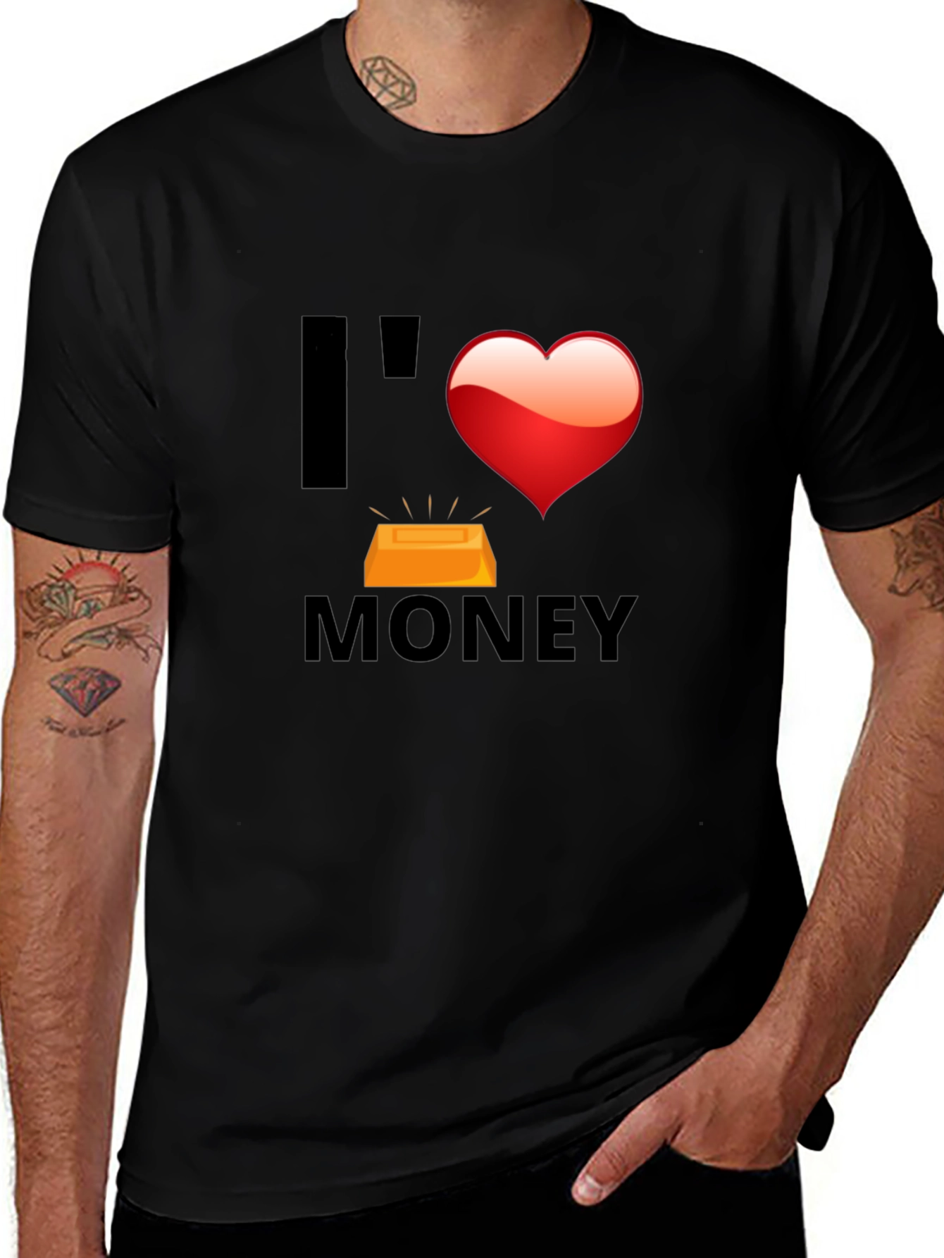 Variant 11 of I Love Money Graphic T-Shirt - Black