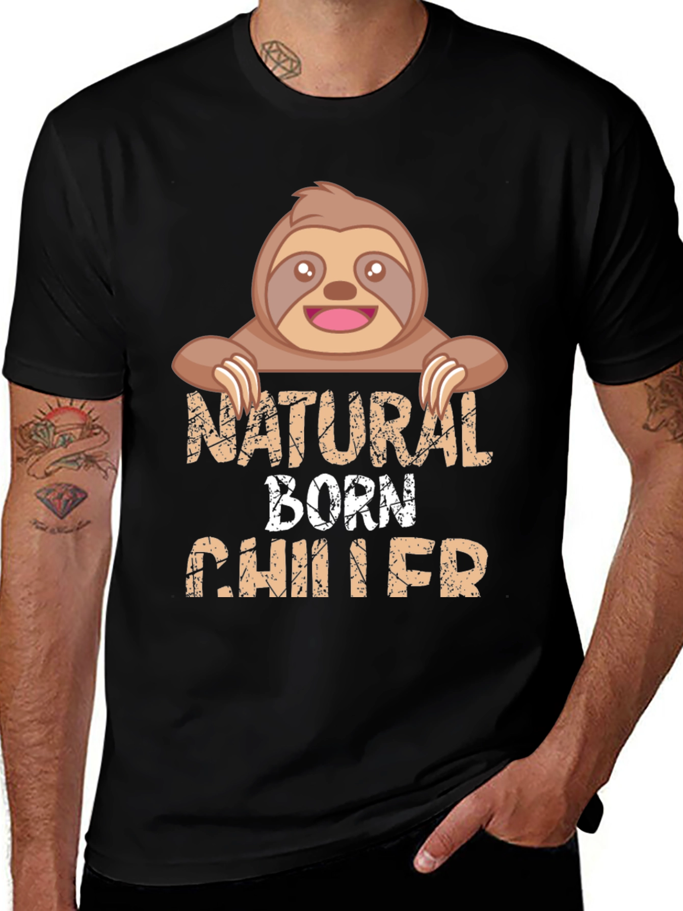 Variant 30 of Natural Born Chiller Sloth Graphic Tee - Relaxed Fit
