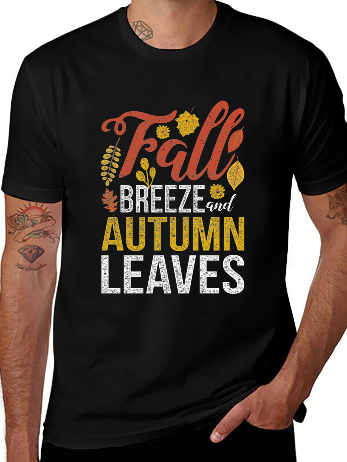 Black Fall Breeze & Autumn Leaves Graphic Tee main image
