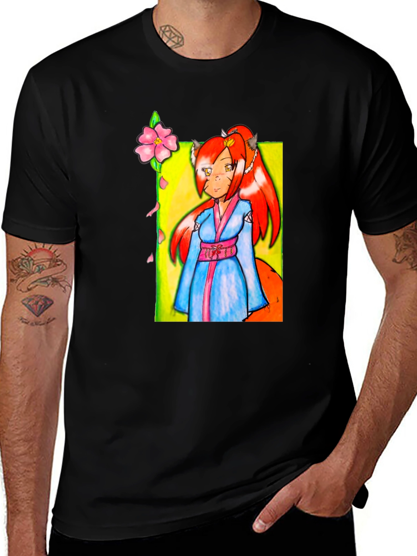 Variant 3 of Anime Cat Girl Graphic Tee - Stylish Crew Neck T-Shirt