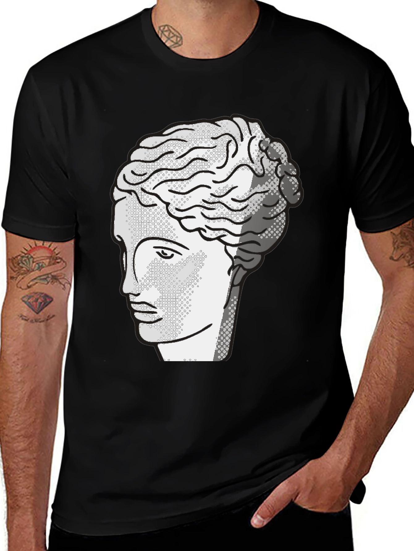 Variant 6 of Men's Black T-Shirt with Bust Design