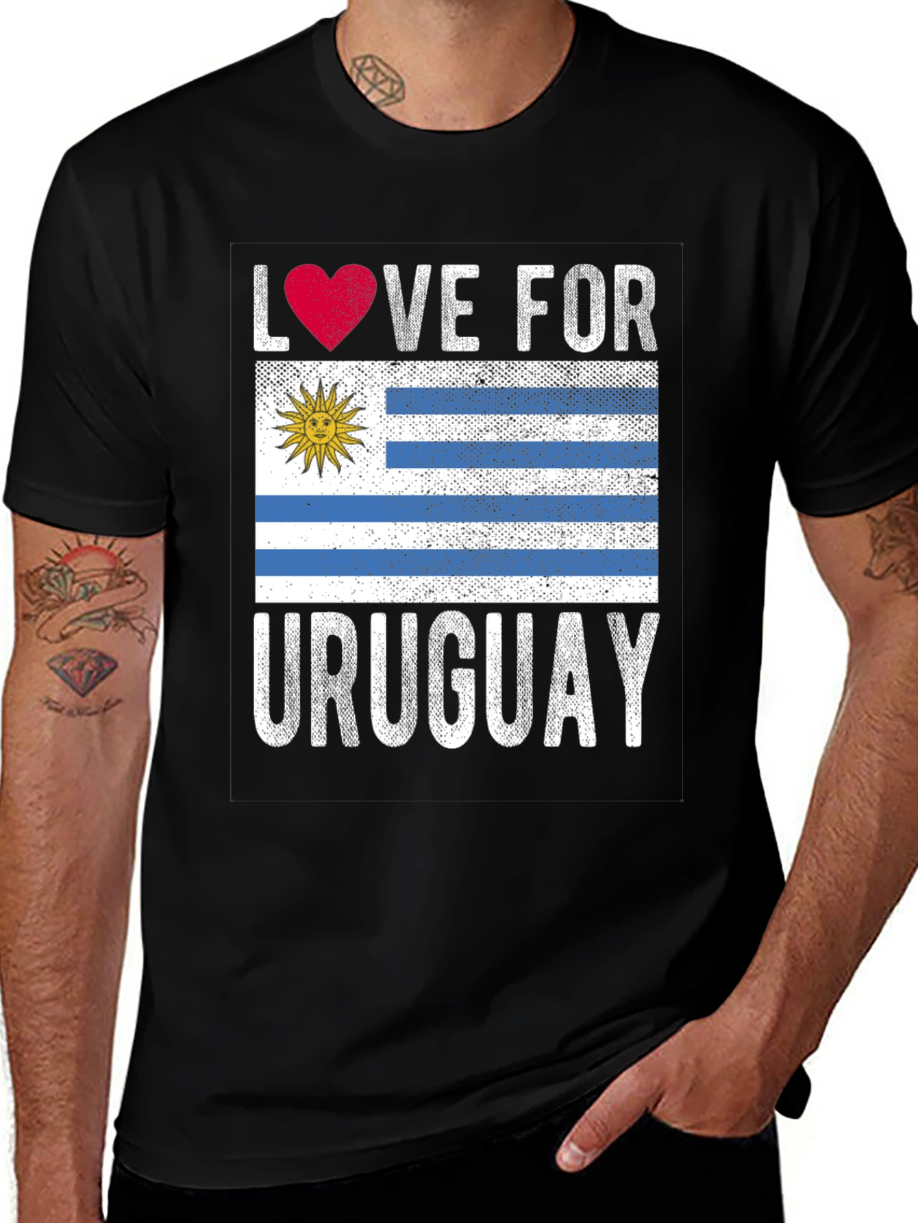 Love for Uruguay Flag Graphic T-Shirt