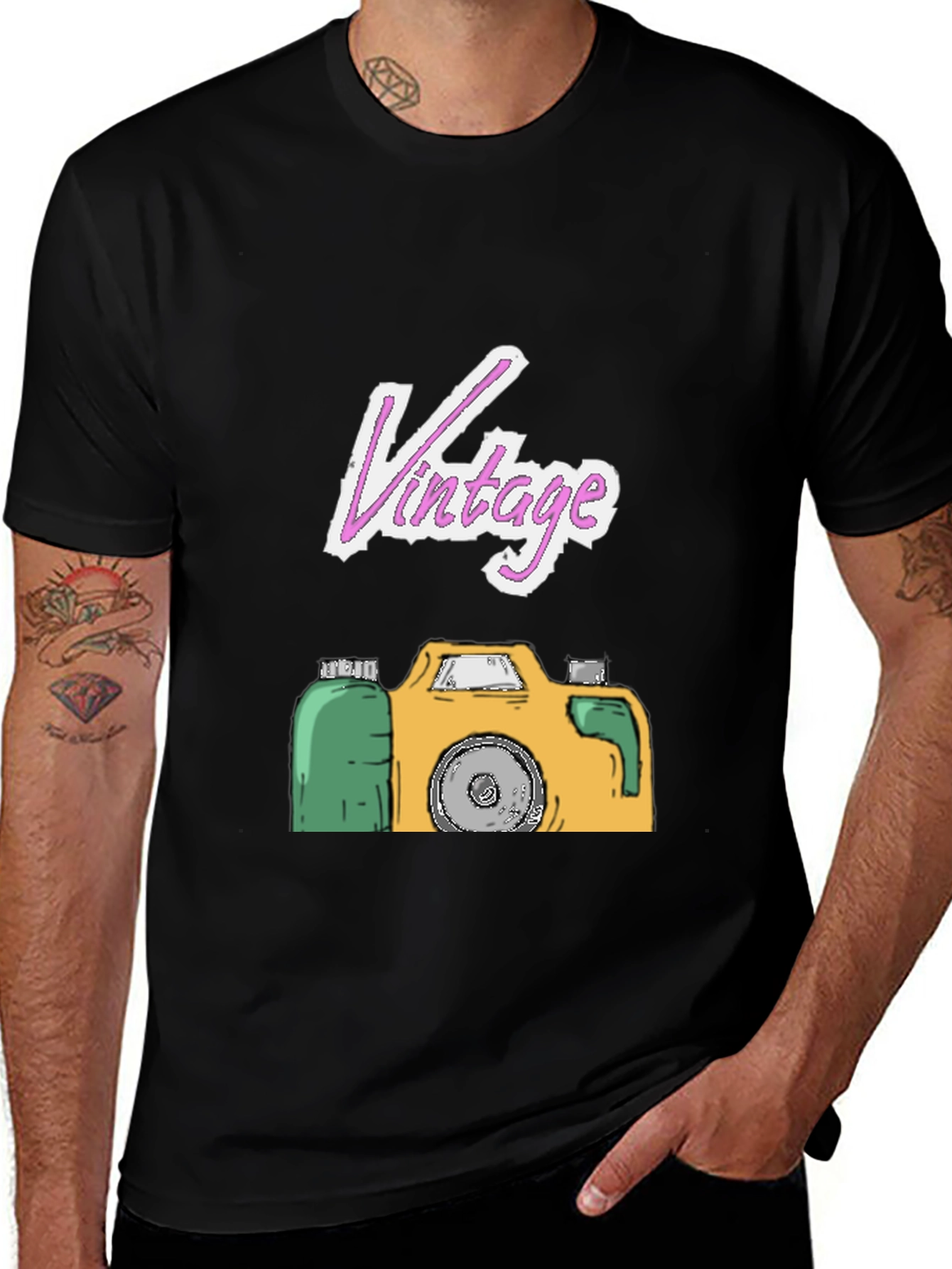 Variant 25 of Vintage Camera Graphic Tee - Black T-Shirt