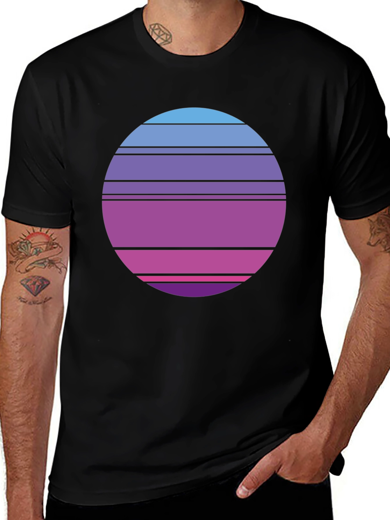 Variant 22 of Retro Sunset Graphic Tee - Black T-Shirt