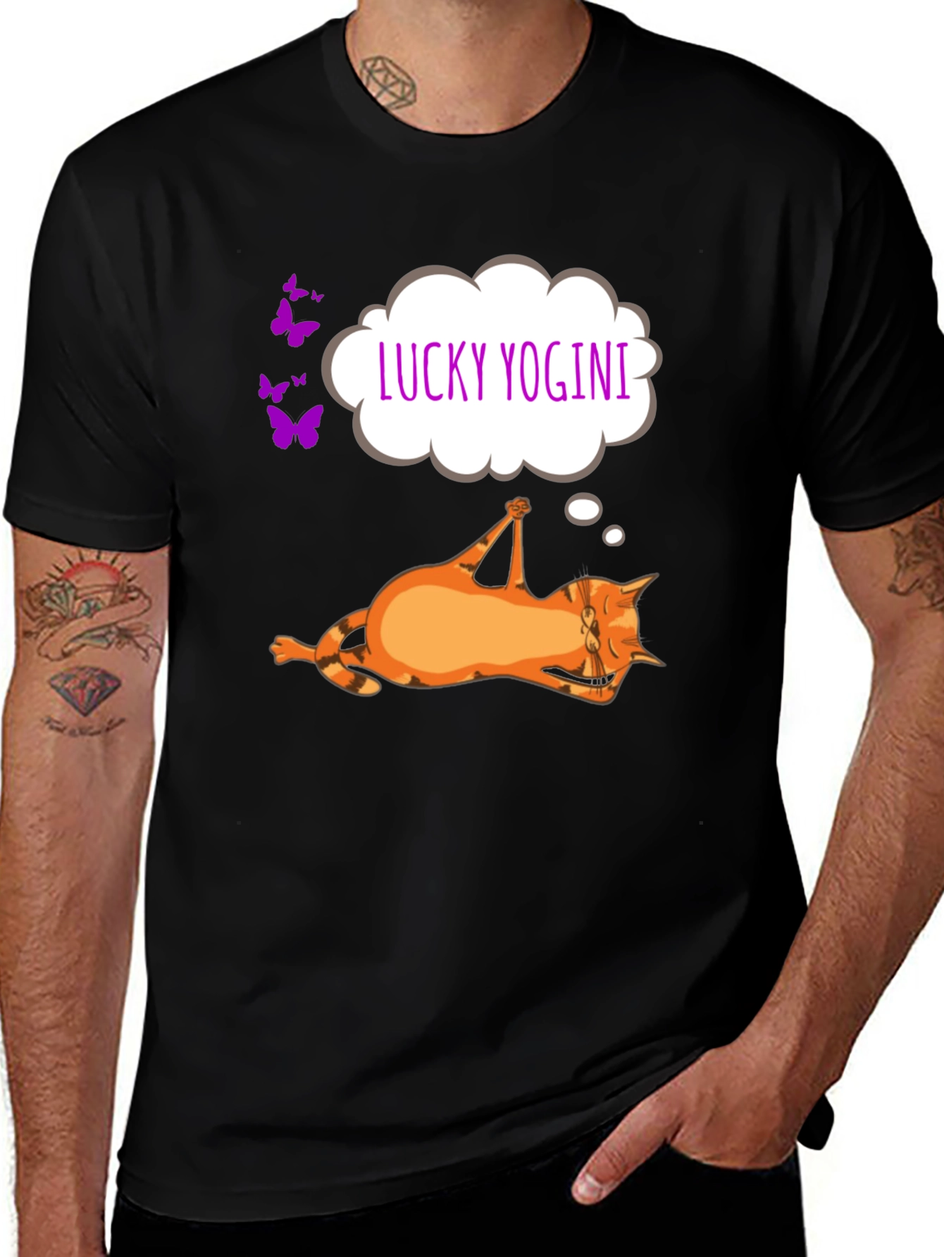Variant 18 of Lucky Yogini Cat T-Shirt - Funny Yoga Lover Tee