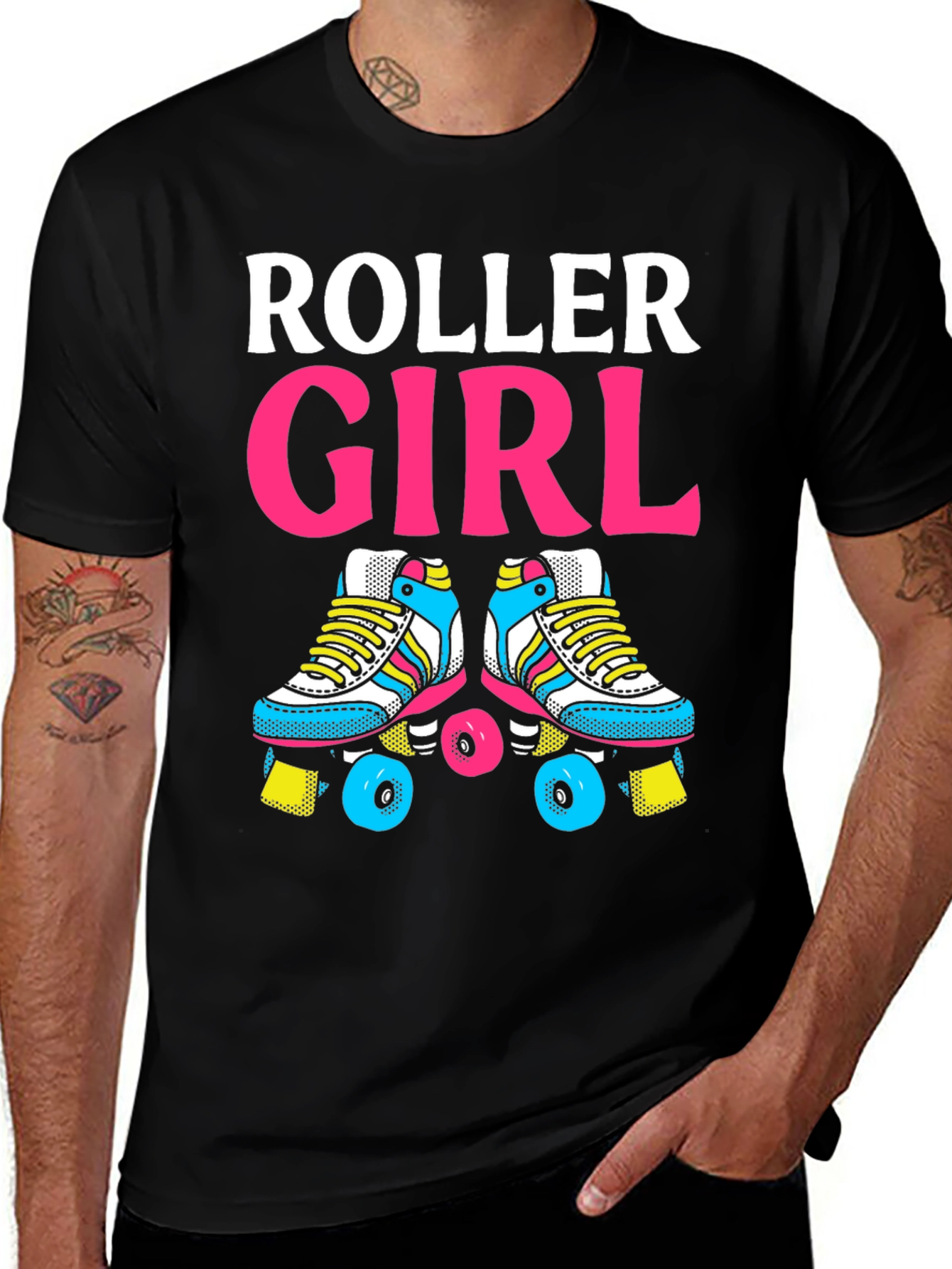 Variant 5 of Roller Girl Graphic Tee - Retro Roller Skate Design