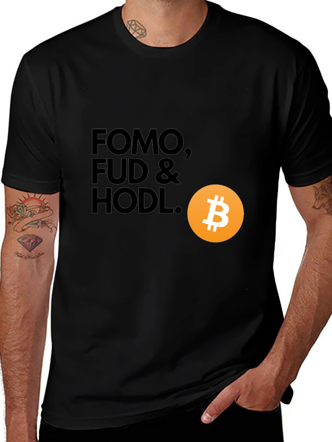 Variant 8 of FOMO, FUD & HODL. Crypto T-Shirt