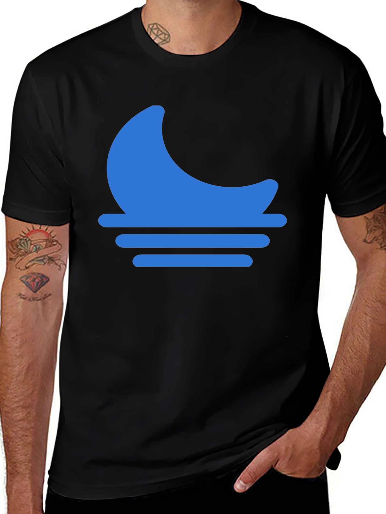 Blue Moon Horizon Graphic Black T-Shirt