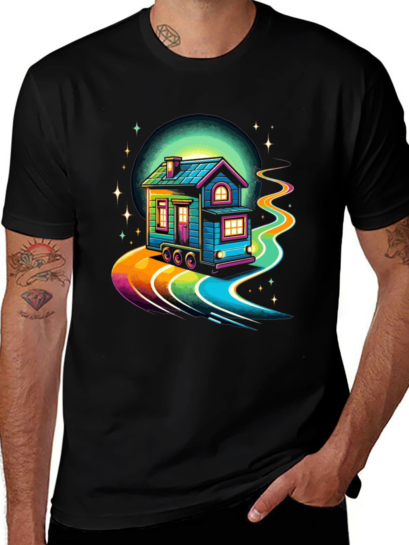 Variant 8 of Rainbow House T-Shirt, Whimsical Graphic Tee