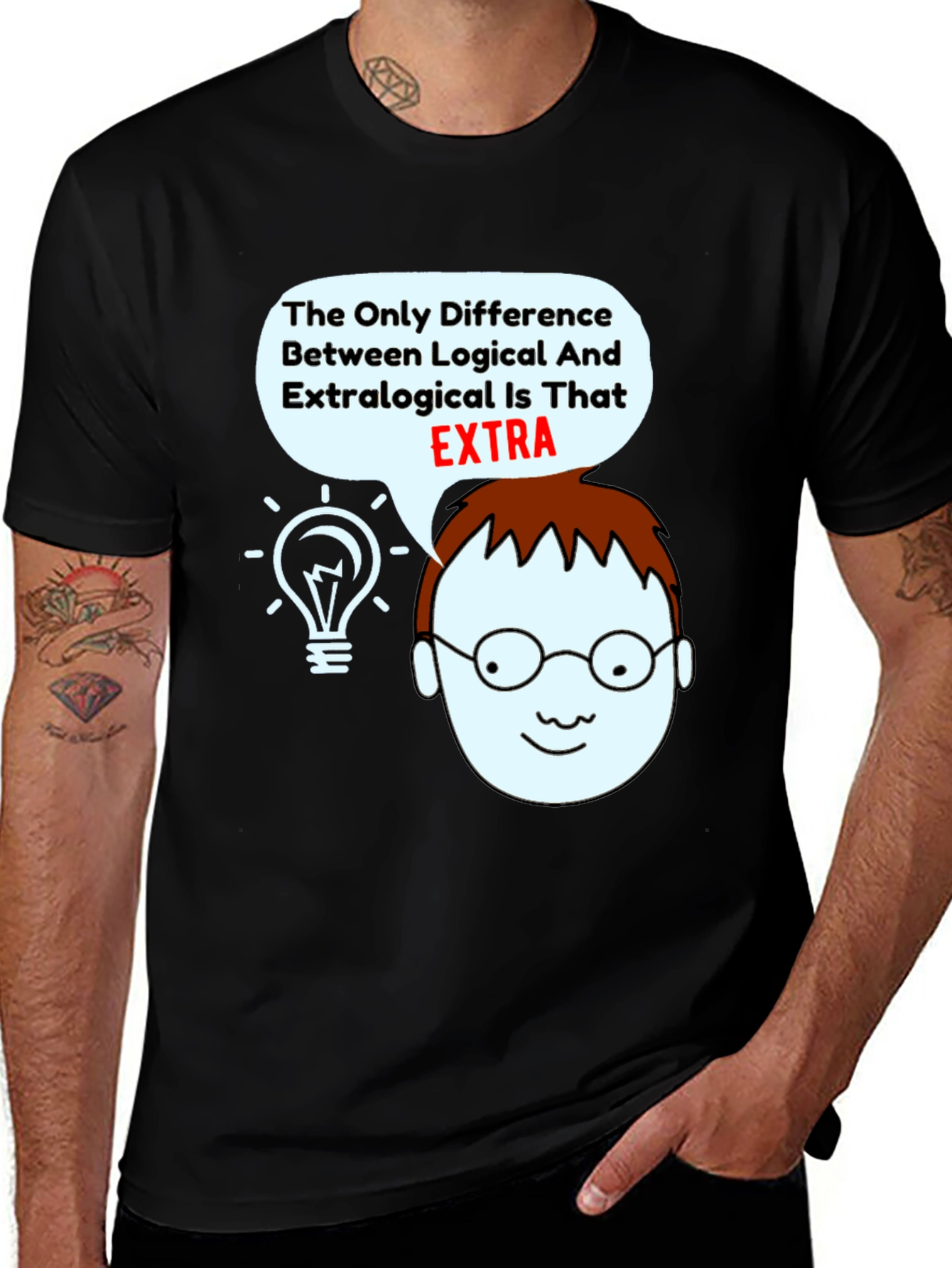 Variant 8 of Logical Extra Black T-Shirt Nerd Humor Geek Fun Tee