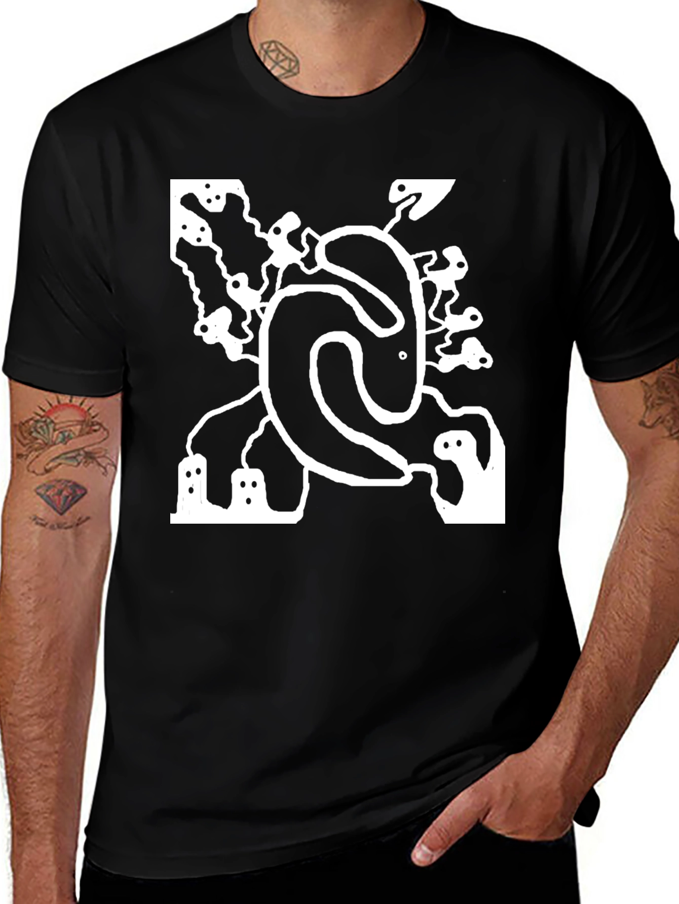 Variant 10 of Abstract Graphic Print Black T-Shirt