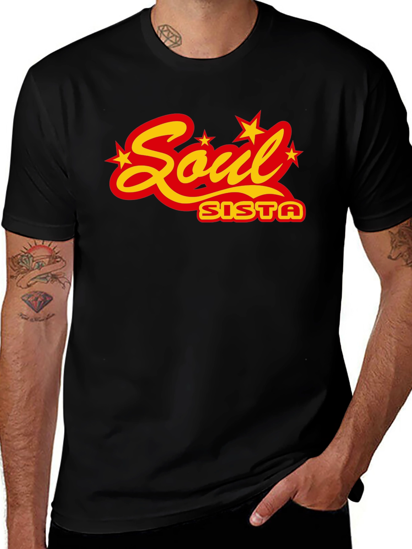 Variant 30 of Soul Sista Graphic Tee - Black Cotton Blend T-Shirt