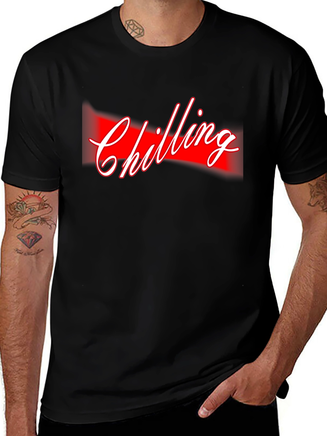 Variant 3 of Chilling Graphic Tee - Black Cotton T-Shirt