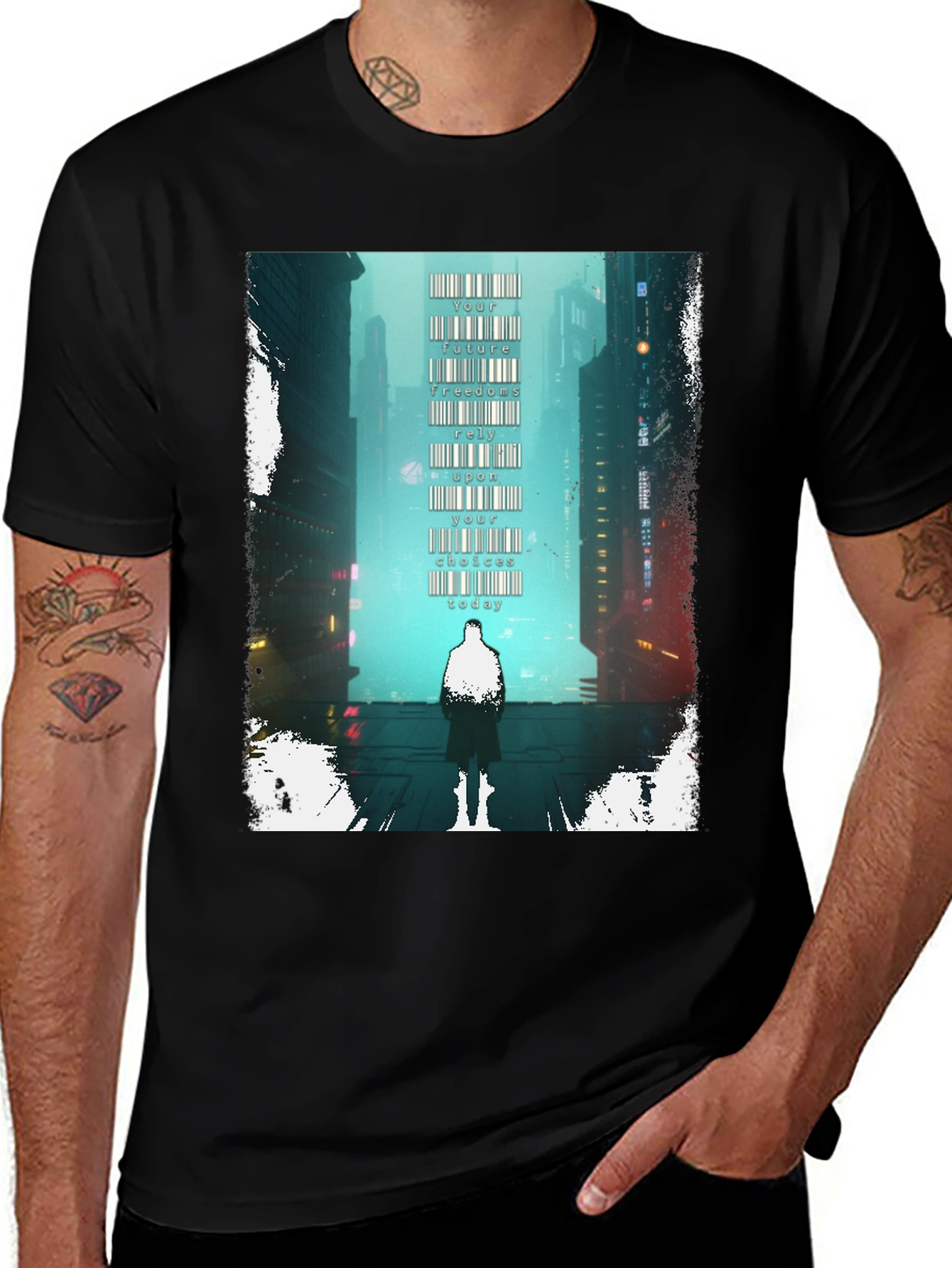 Variant 12 of Cyberpunk Cityscape Graphic Tee