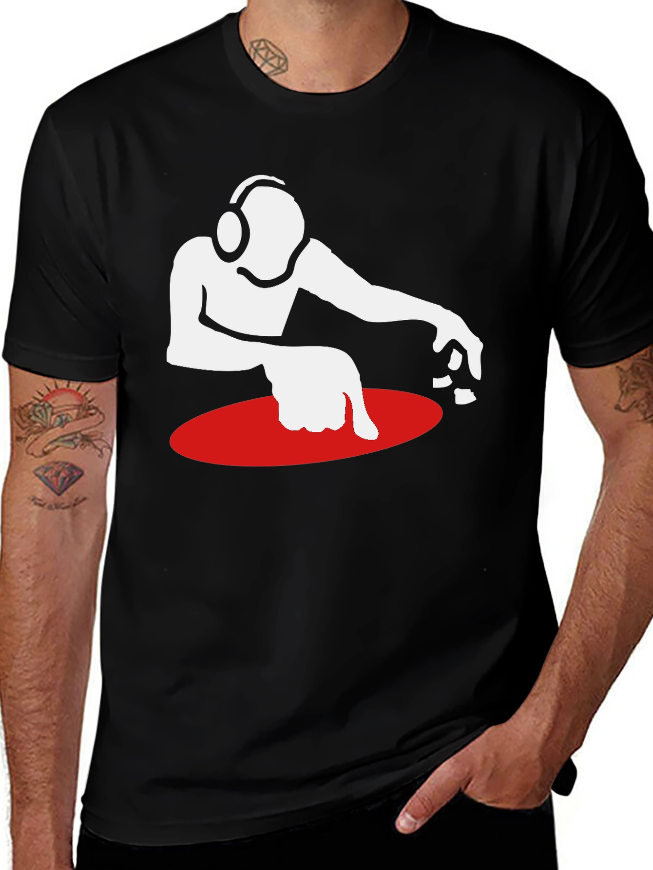 DJ Turntable Graphic Tee - Black Cotton T-Shirt