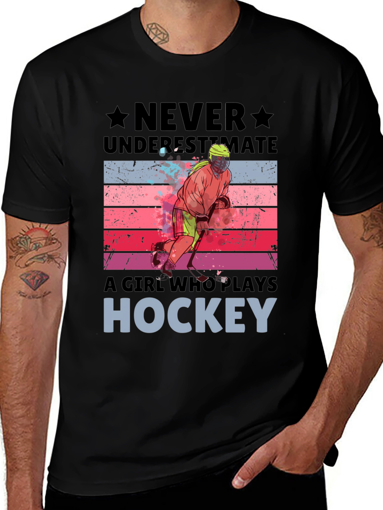 Variant 27 of Never Underestimate Hockey Girl T-Shirt