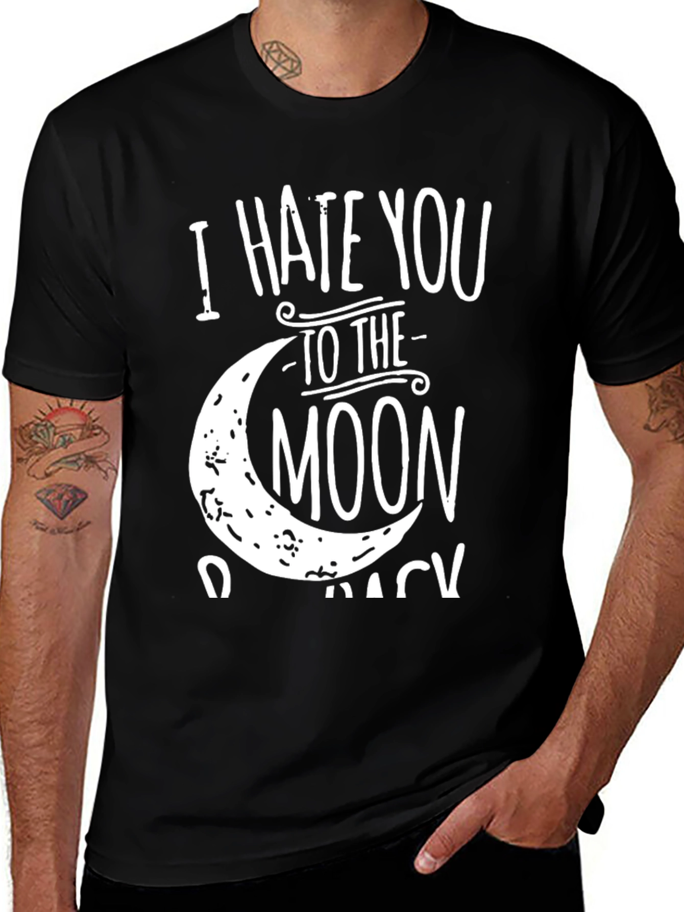 Variant 3 of I Hate You to the Moon and Back Graphic Tee - Black