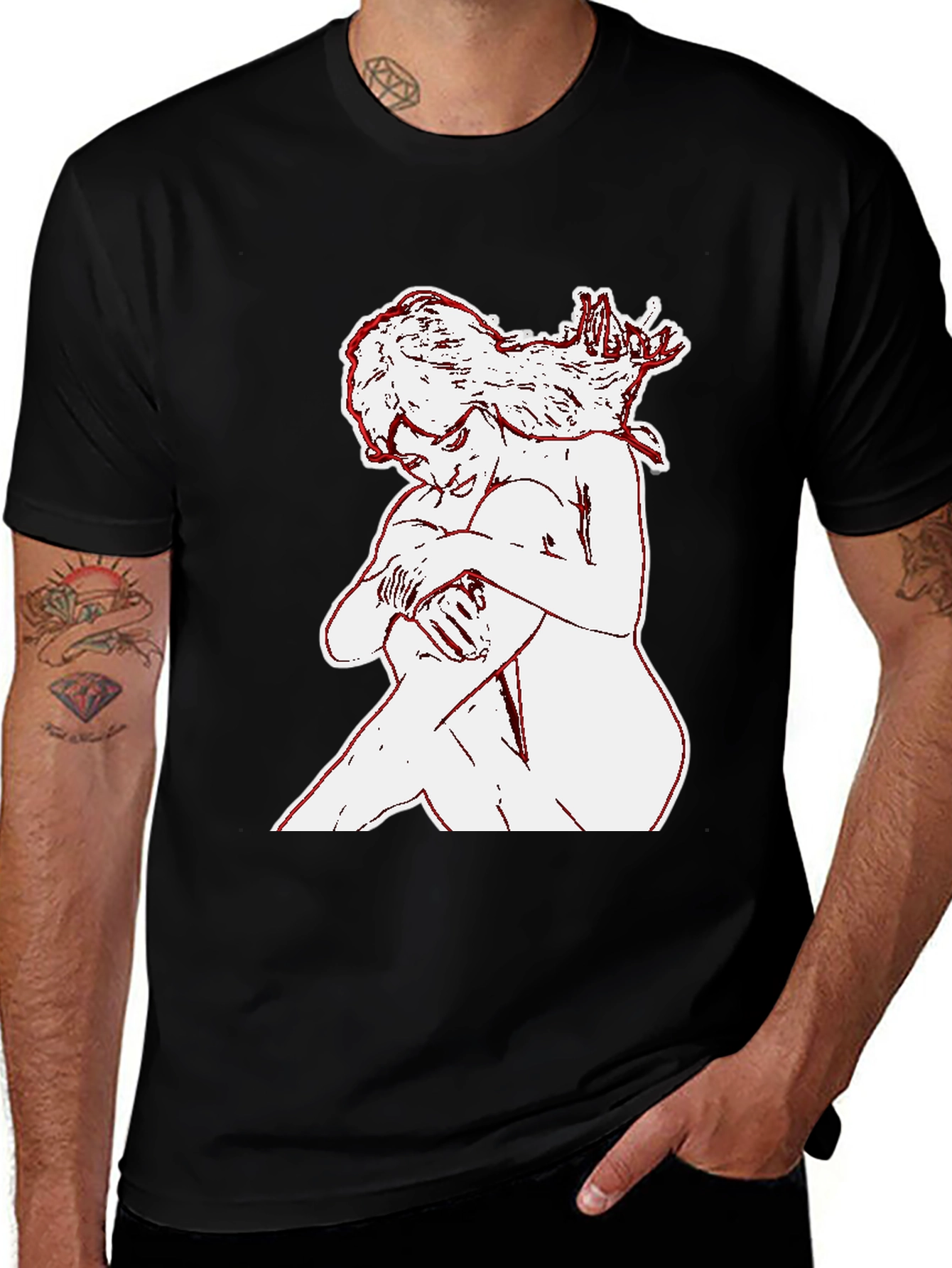 Variant 13 of Nude Silhouette Graphic Tee - Black Cotton Blend