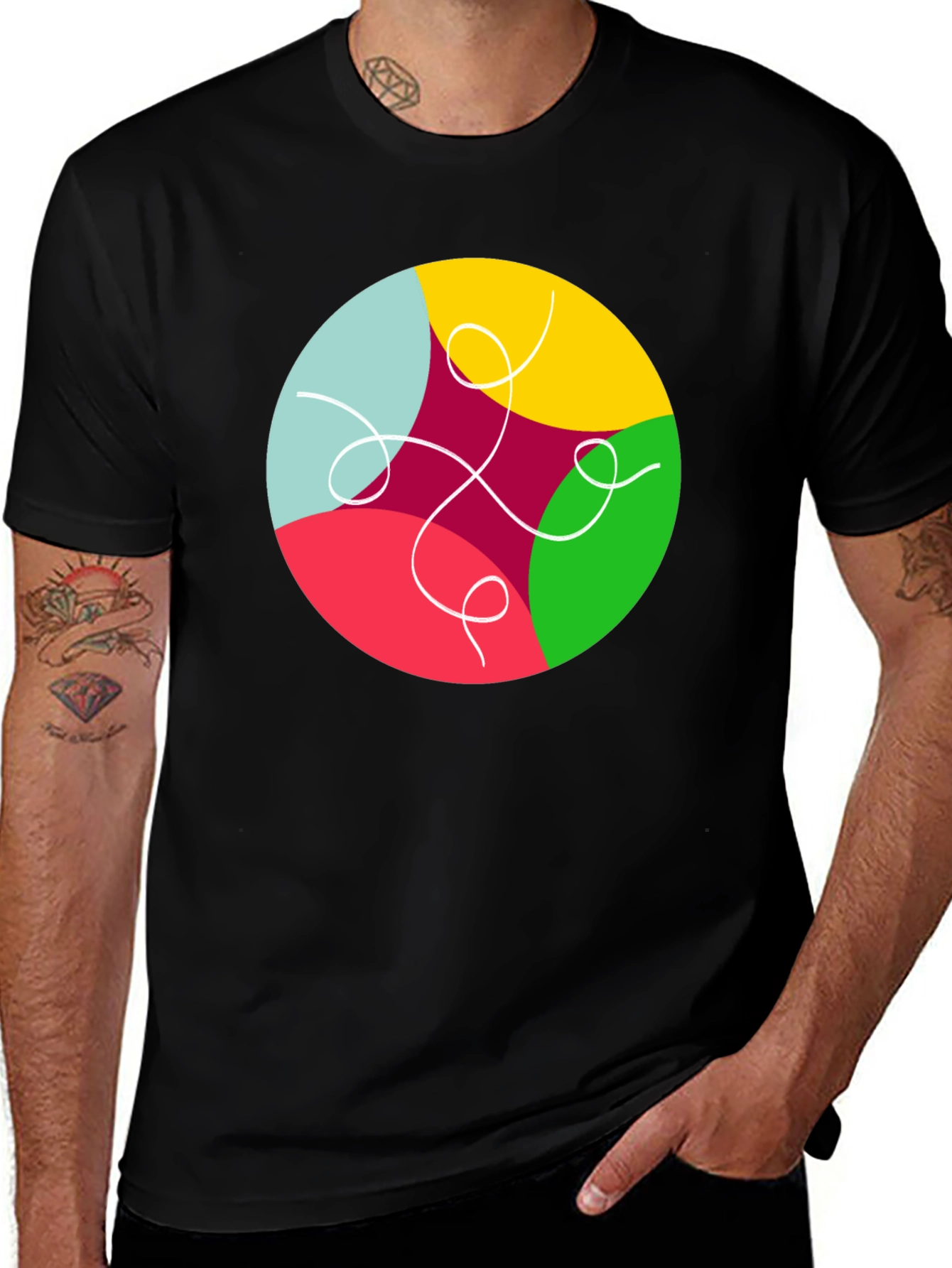 Variant 10 of Abstract Circle Graphic Black T-Shirt