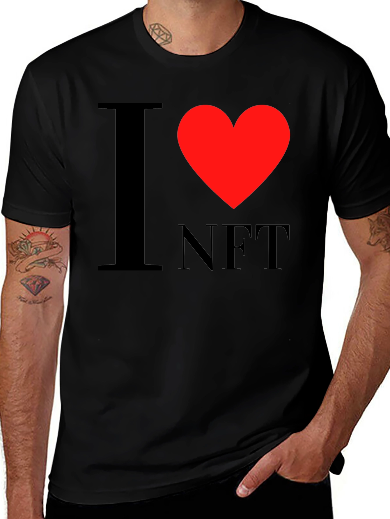 I Heart NFT Graphic Tee - Casual Black T-Shirt